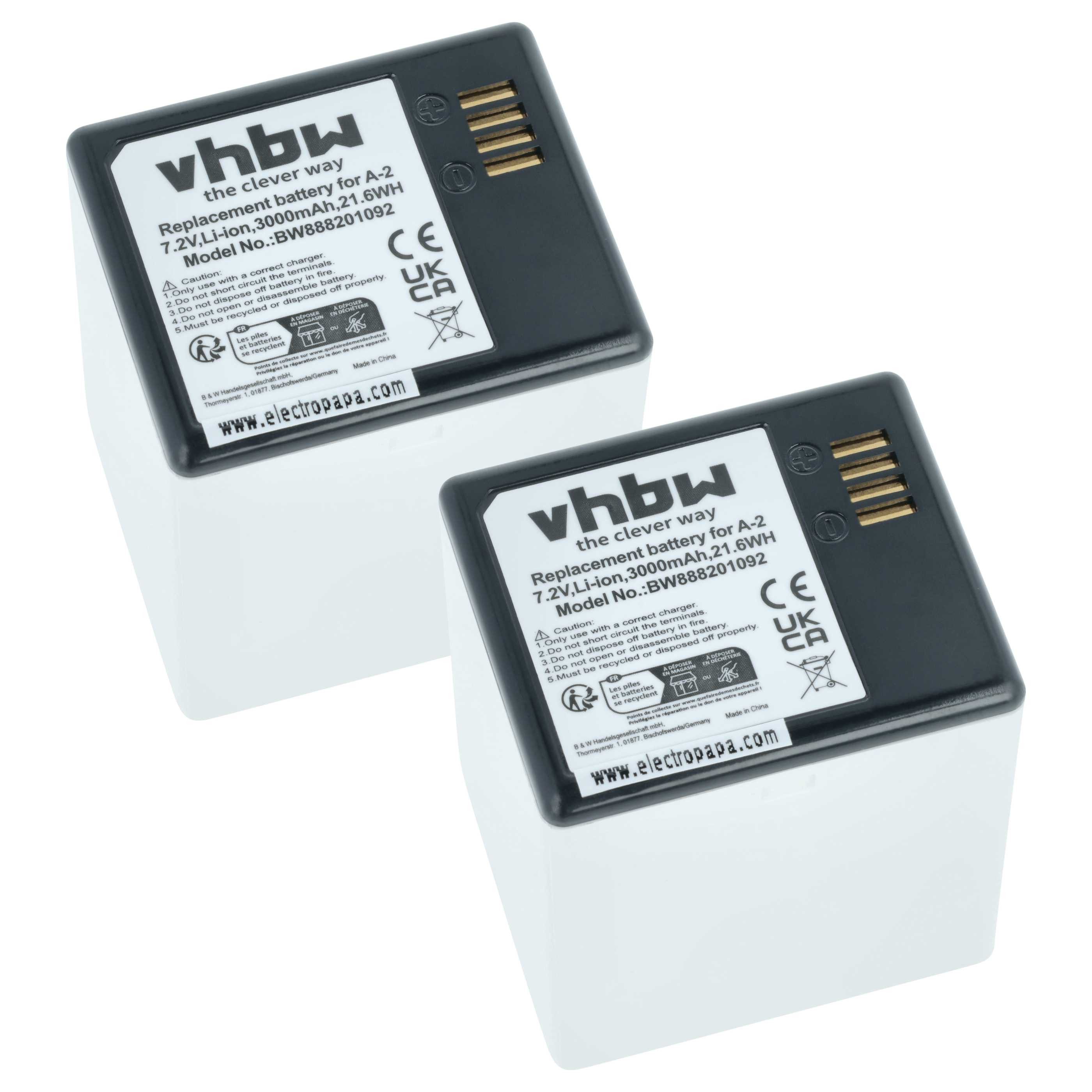 vhbw Akku Ersatz für Arlo A-2 für Überwachungskamera (3000 mAh, 7,2 V, Akku Akku