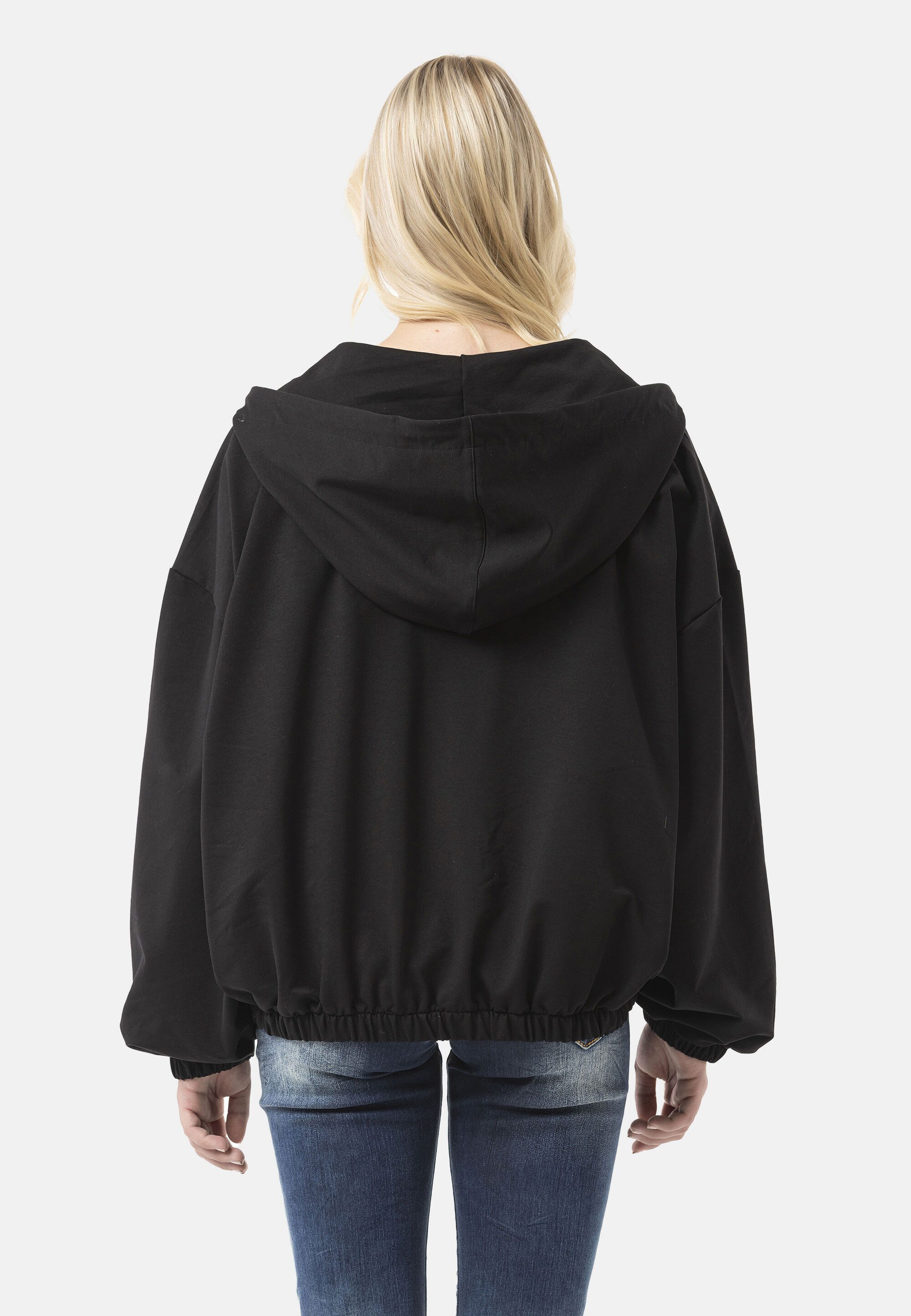 Cipo & Baxx Sweatjacke WL368 (1-tlg) oversized Schnitt, Kapuze mit Kordelzug