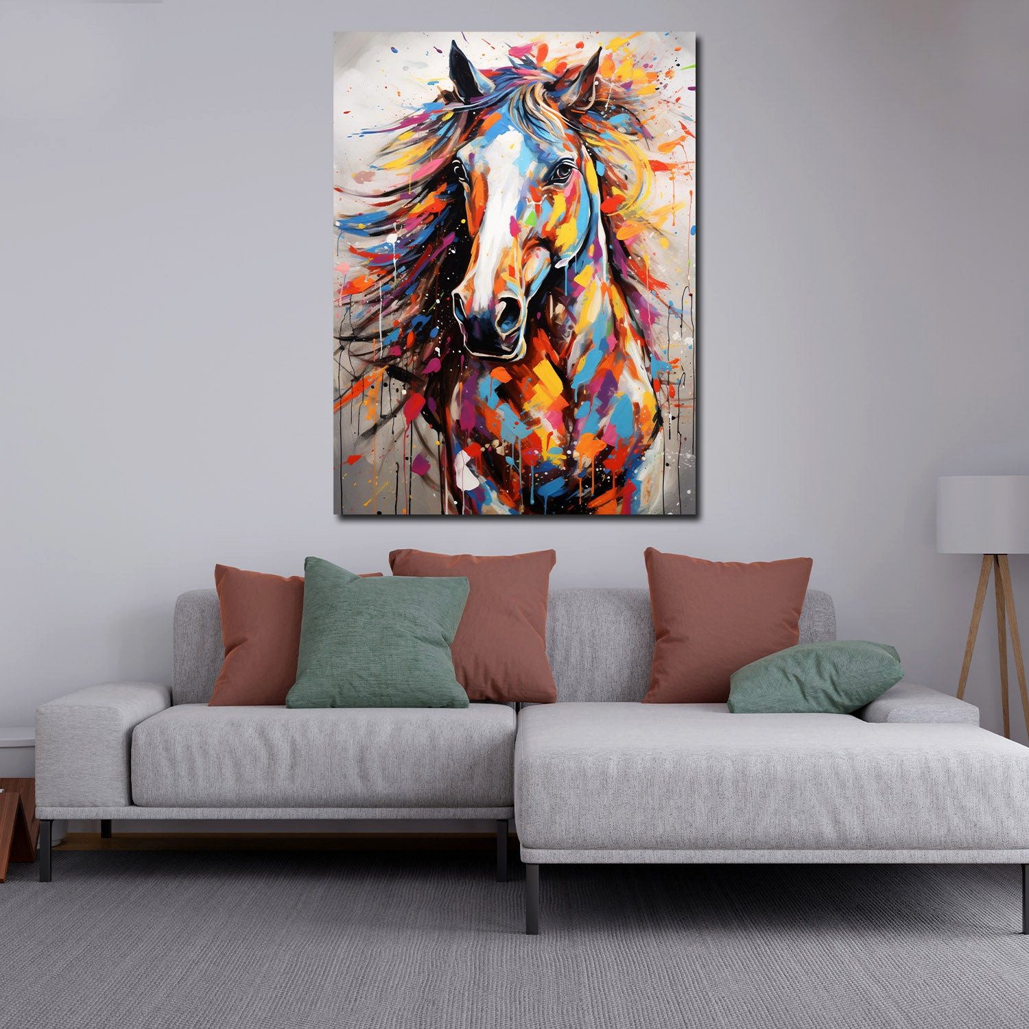 Artedinoi Leinwandbild Pferd Pop Art Tier Leinwandbild Wandbild Kunstdruck XL Deko, Pferd, Porträt