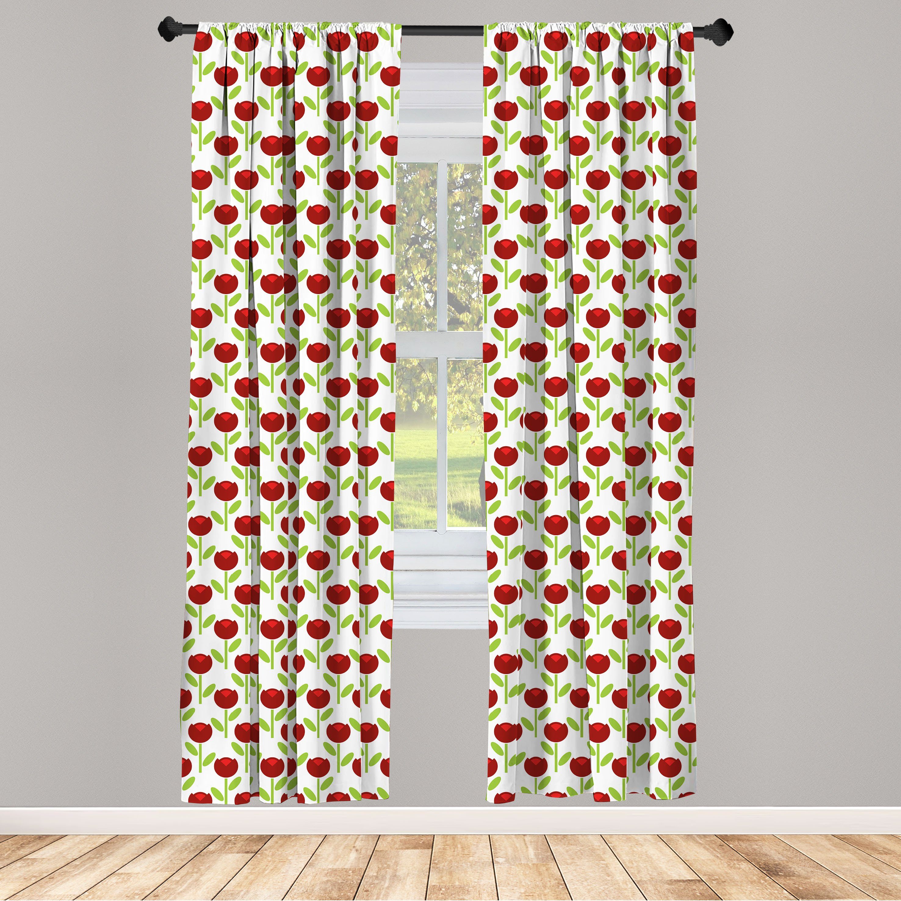 Gardine Vorhang für Wohnzimmer Schlafzimmer Dekor, Abakuhaus, Microfaser, Blumen Simplistic Arrangement Tulip