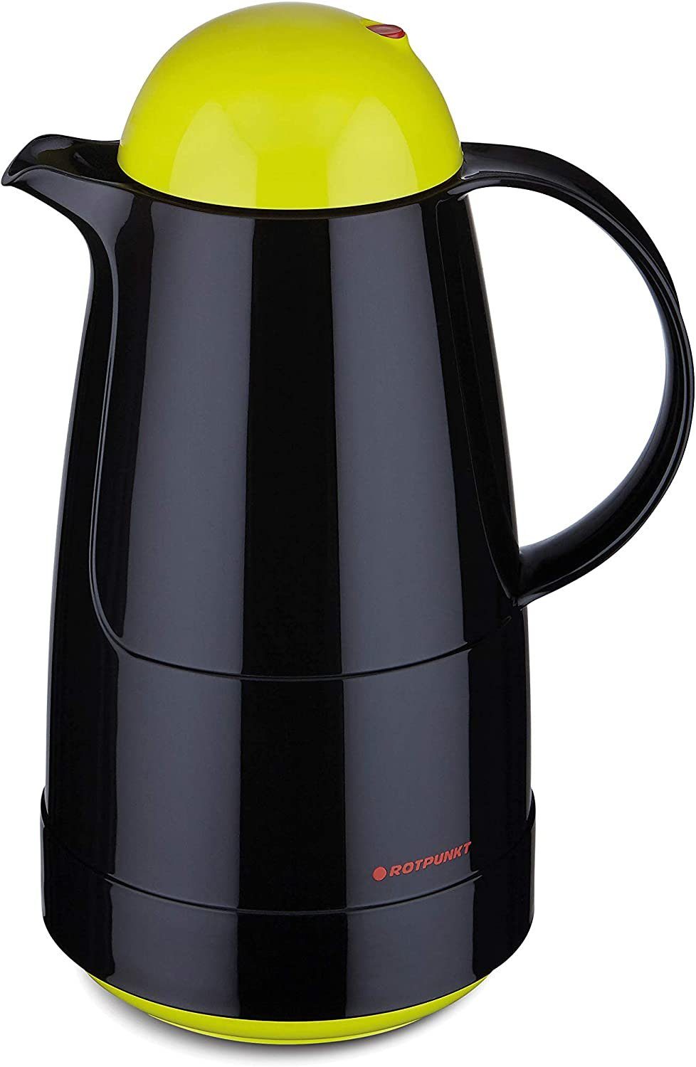 ROTPUNKT Isolierkanne 1,0 ltr. hochwertig I Glaseinsatz I BPA Frei I Made in Germany, 1,0 l, (Kaffeekanne I Teekanne, black/summersquash), Glaskolben aus doppelwandigem Rosalin-Glas