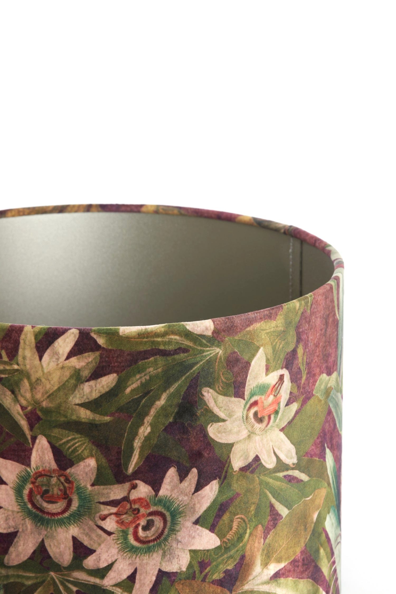 Dirk Davids Leuchten GmbH Lampenschirm Lampenschirm für Tischleuchte Zylinder Passionsblume Violet 20-20-15cm, Luxuriöse Atmosphäre
