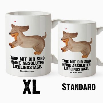 Mr. & Mrs. Panda Tasse Hund Dackel - Weiß - Geschenk, Jumbo Tasse, Hundeliebe, Hunde, happy, XL Tasse Keramik, Einzigartiges Design