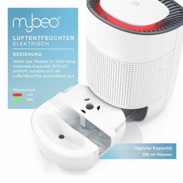 MyBeo Luftentfeuchter, Tank 0,6 l, elektrischer Entfeuchter, Dehumidifier, Peltier Raumentfeuchter