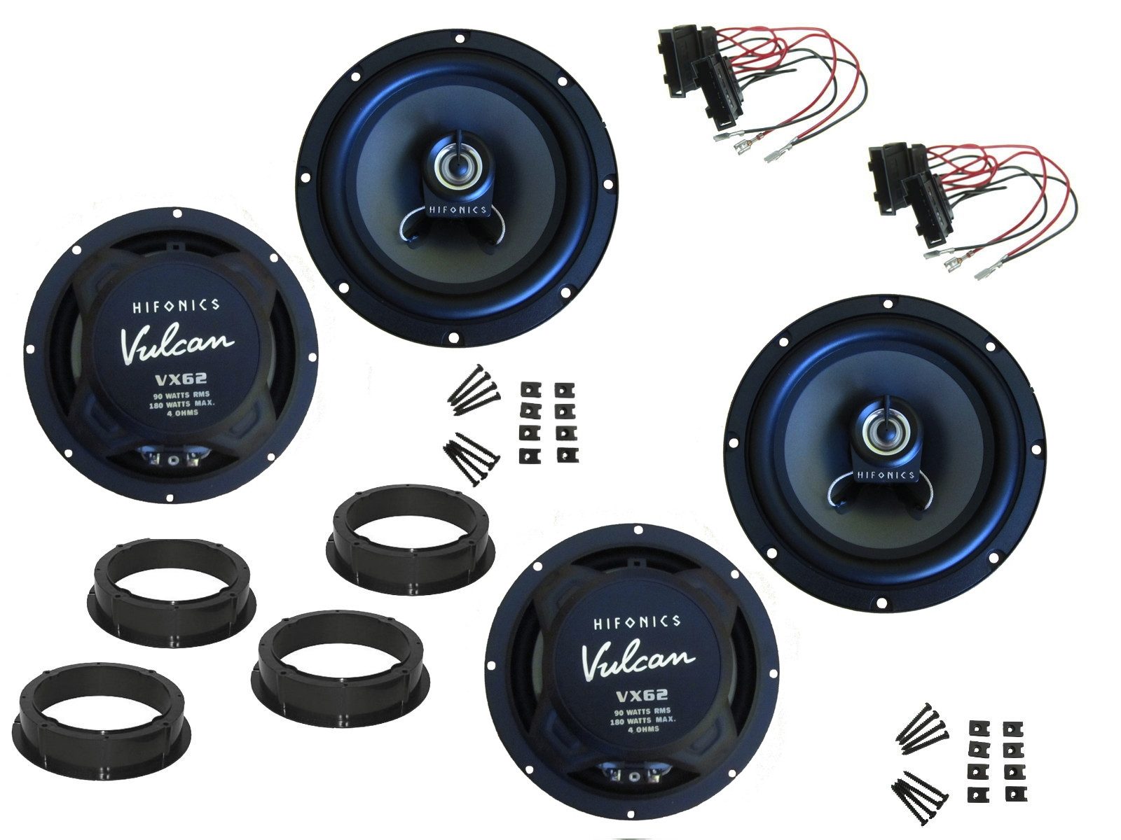 DSX Hifonics Lautsprecher Set für Seat Leon 1M Bj 99-06 Tür vorne hinten Auto-Lautsprecher (180 W)