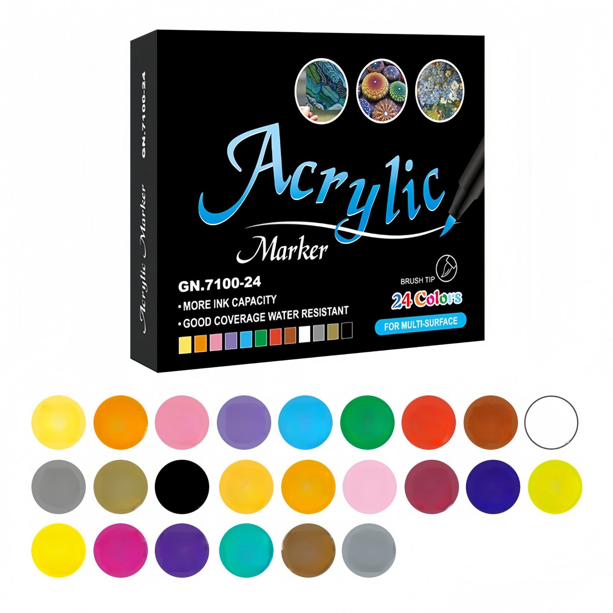FOUORTUNATE-BEE Lackmarker Acrylmarker Set wasserfest für Stein, Glas, Papier & DIY, (24-tlg), Acrylstifte Set für Kinder, Ostern, Weihnachten & Basteln