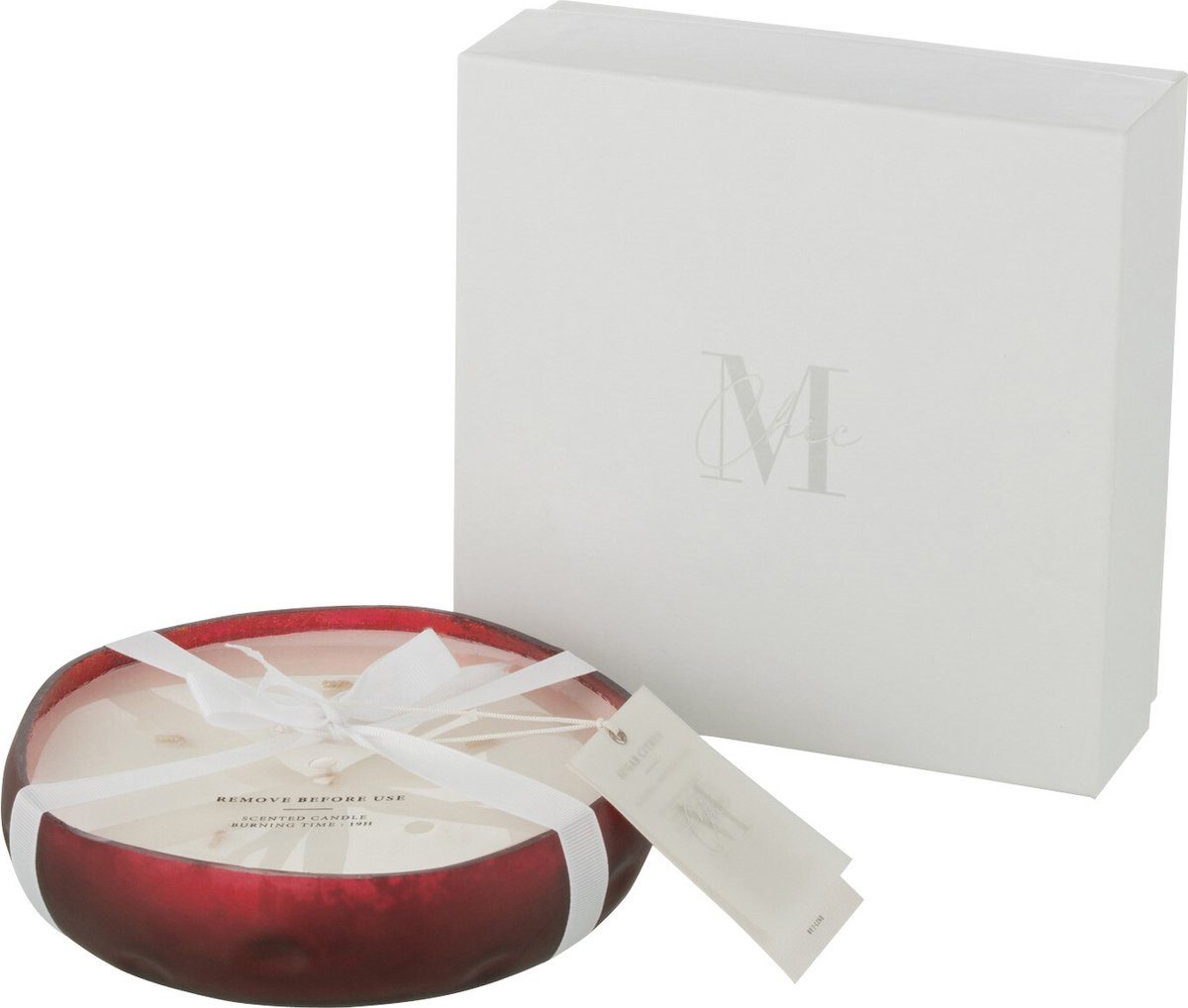 J-line Duftkerze M-Chic Oud & Amber Glas Rot Medium (1-tlg), im Glas