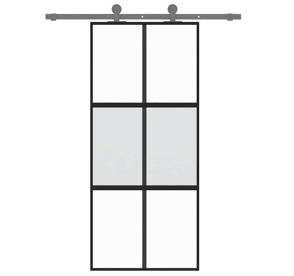 Thumbnail - vidaXL Haustür Schiebetür Schwarz 90x205 cm Hartglas und Aluminium (1-St)