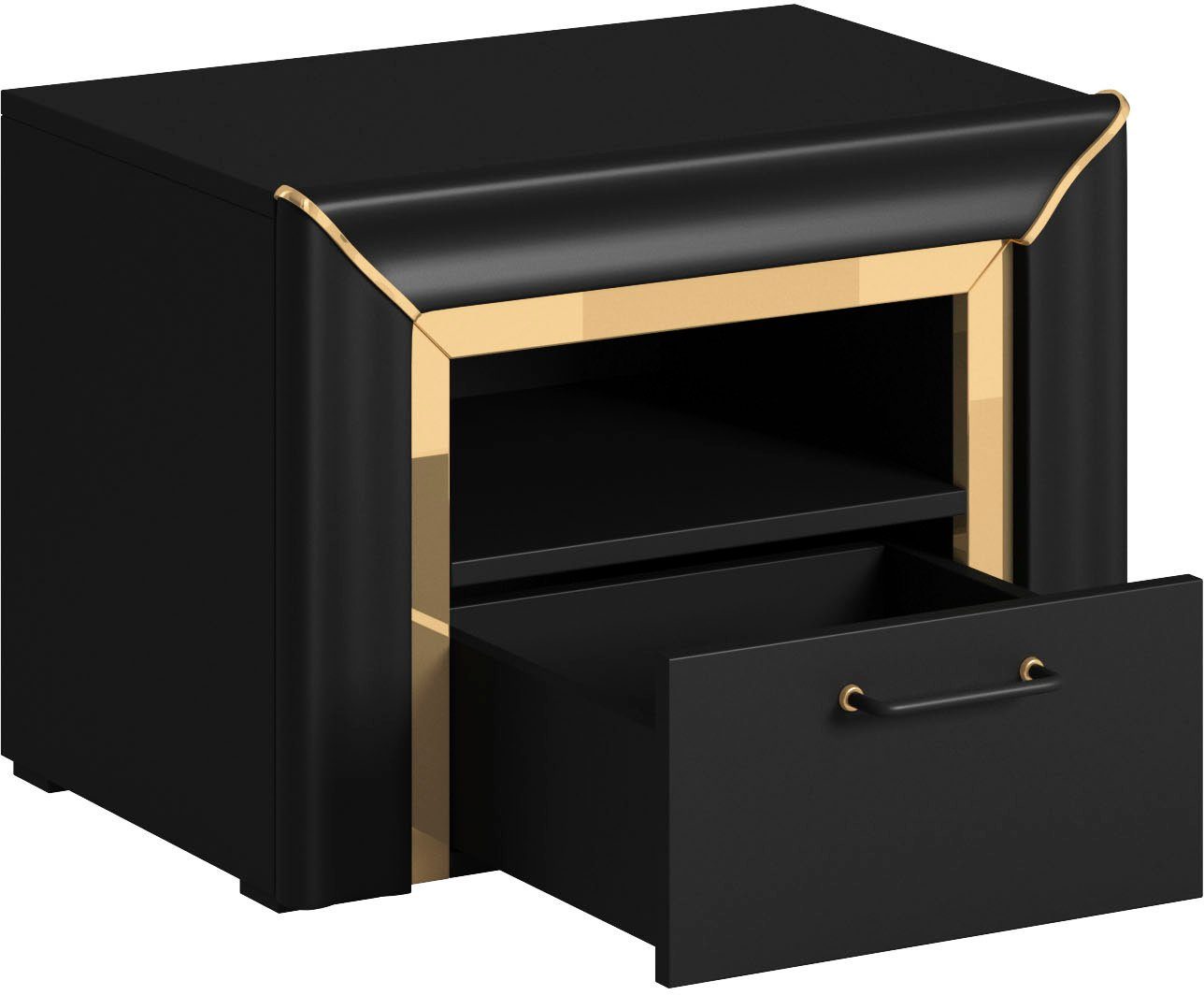 Leonique Schlafzimmer-Set goldfarbener (4-St), silber-oder Arno, Spiegelfolie mit schwarz matt