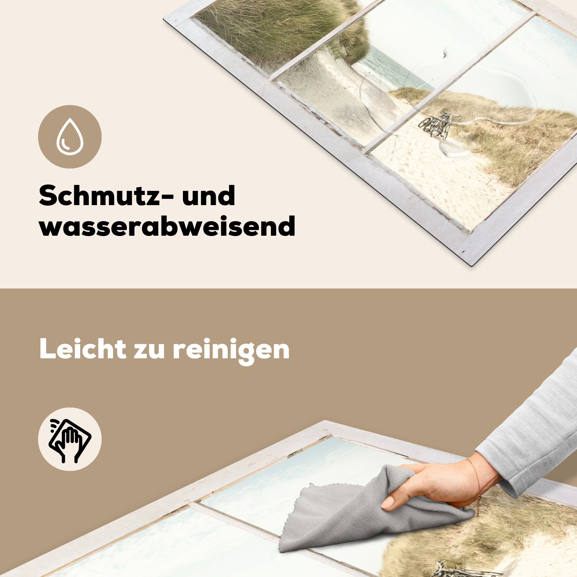 (1 cm, Schutz Meer, Vinyl, 81x52 - Strand küche, für Herdblende-/Abdeckplatte tlg), die Induktionskochfeld MuchoWow - Aussicht Ceranfeldabdeckung