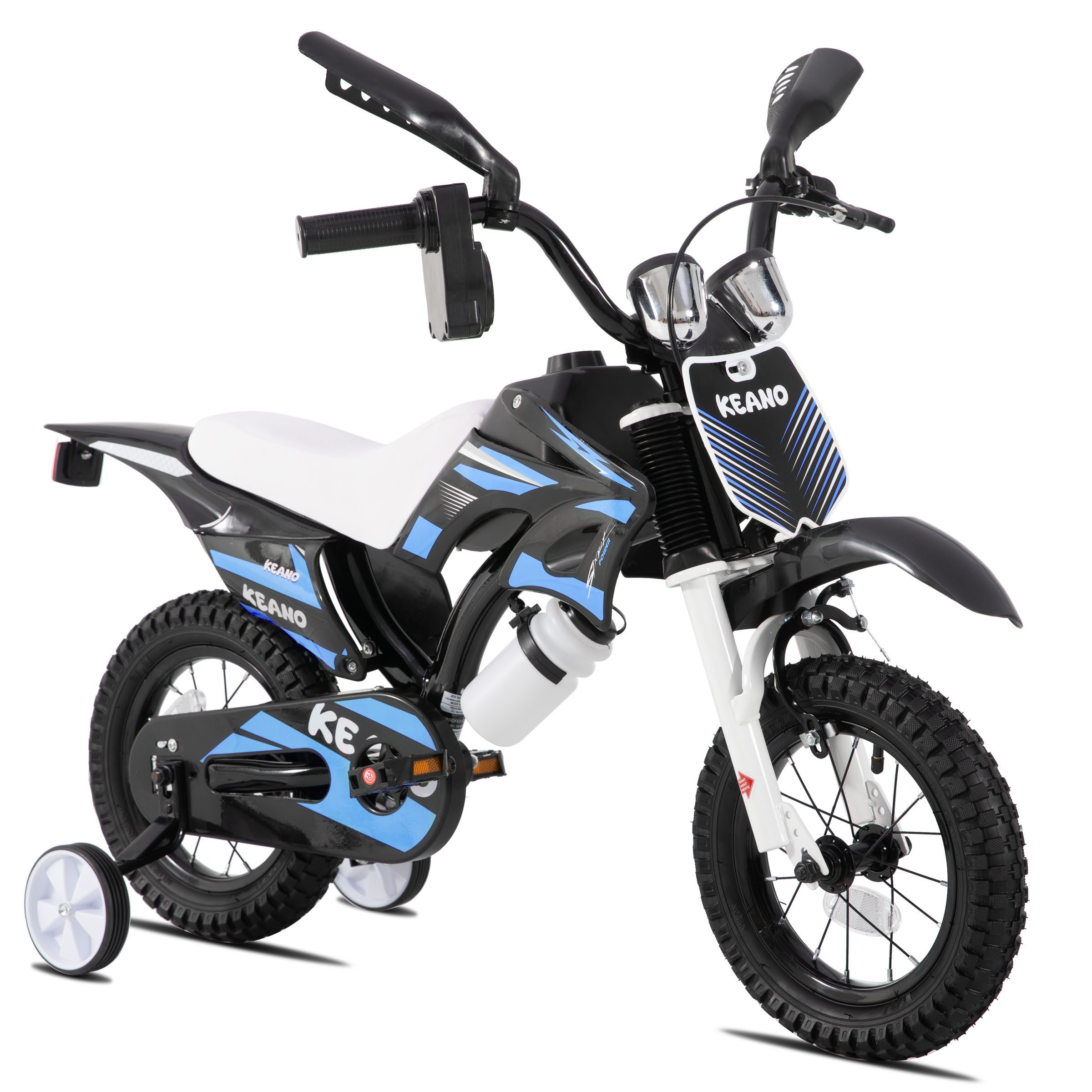 JOYSTAR Kinderfahrrad 12/16 Zoll fahrrad im Motorradstil für 3-8 Jahren Jungen und Mädchen, mit Stützrädern, Getränkehalter und Schutzblechen