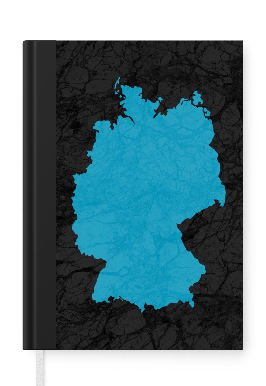 MuchoWow Notizbuch Karte - Deutschland - Blau, Journal, Merkzettel, Tagebuch, Notizheft, A5, 98 Seiten, Haushaltsbuch