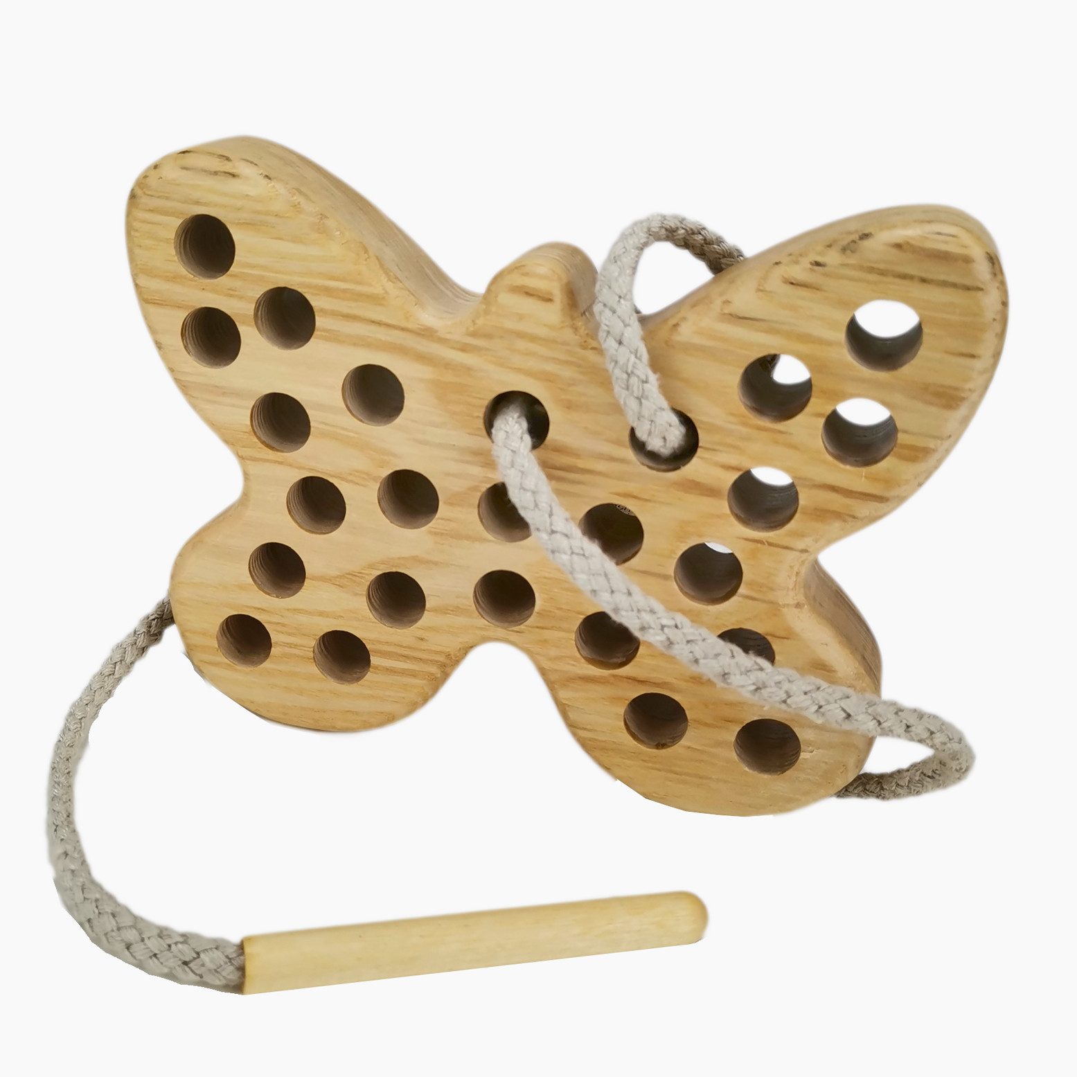 Lotes Toys Lernspielzeug Holz Fädelspiel Schmetterling (1-St), fördert die Feinmotorik und die Geduld.