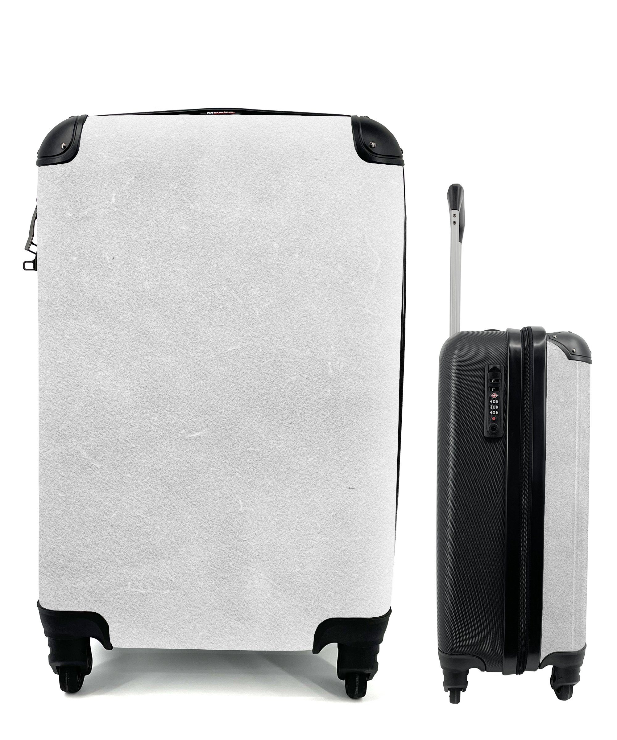 Leder 4 - Handgepäck - Handgepäckkoffer Reisekoffer Rollen, Trolley, - Lederoptik mit MuchoWow Reisetasche für Grau, Ferien, rollen, Strukturiert
