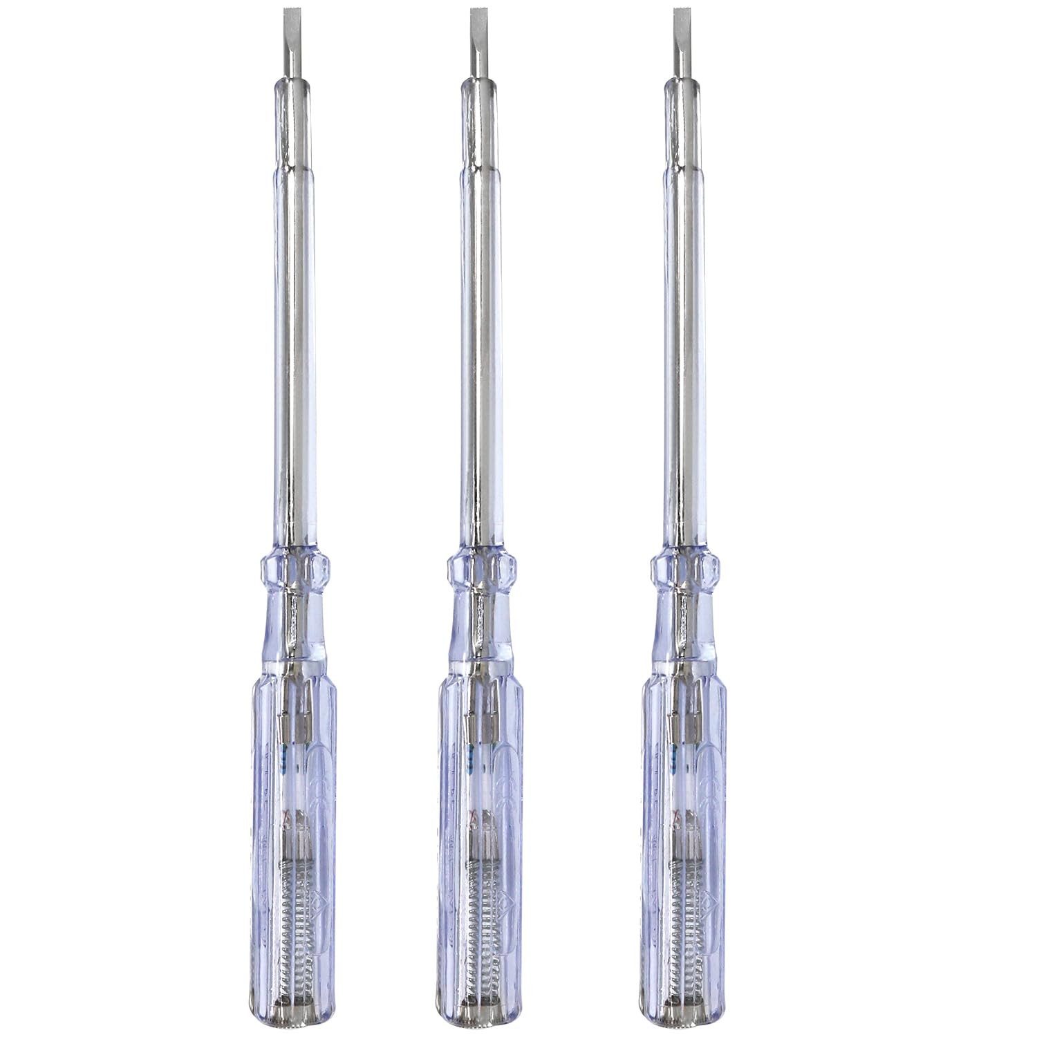 com-four Spannungsprüfer VDE Spannungsprüfer - Schlitz Phasenprüfer mit Schraubenzieher, (3 St)