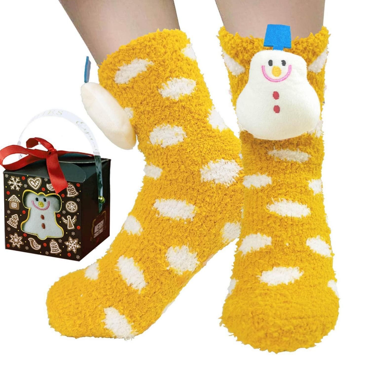 LuxusKollektion Kuschelsocken Socken Schneemann Damen Gr. 37-42