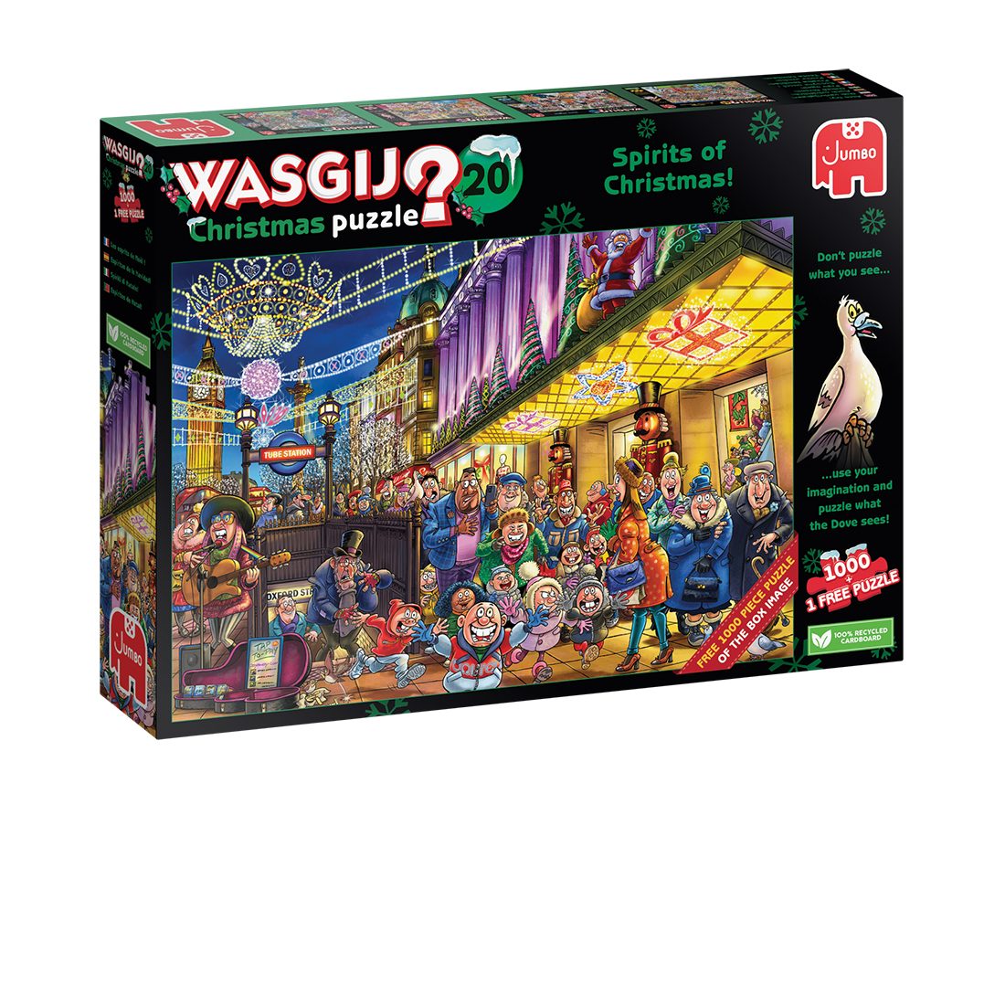 Jumbo Spiele Puzzle Wasgij Christmas 20 Weihnachtsgeister 2x1000 Teile Puzzle, 1000 Puzzleteile, Made in Europe