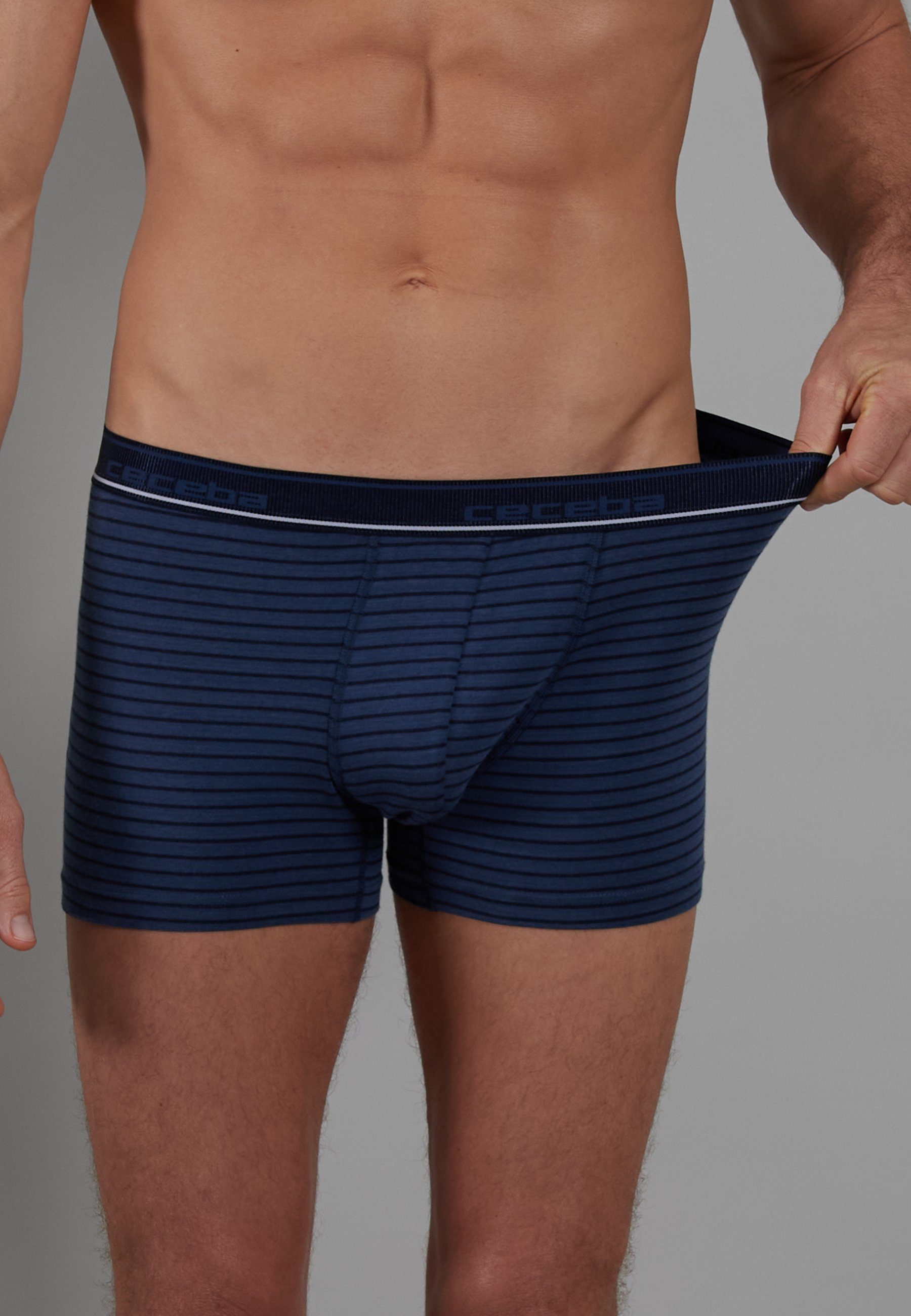 CECEBA Boxershorts CECEBA Herren Pants blau quergestreift 2er Pack (2-St)