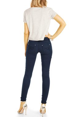 be styled Röhrenhose Low Waist Jeans Hüftjeans Röhrenjeans Skinny Hosen - Damen - j16m-1 mit Stretch-Anteil, unifarben, low waist, hüftig