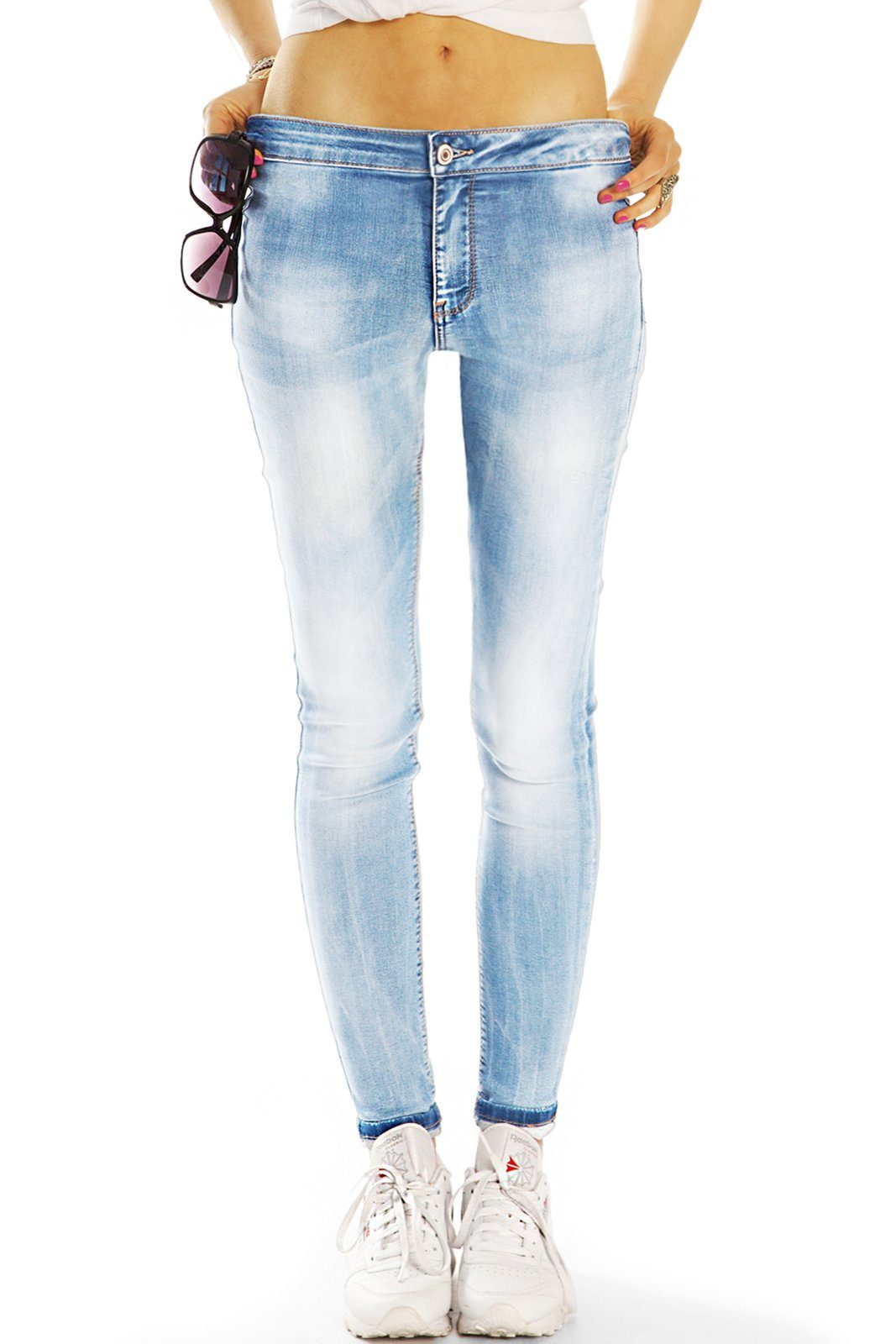be styled Skinny-fit-Jeans Medium Waist Röhrenjeans enge Slim Fit Hose - Damen - j33g-2 mit Stretch-Anteil