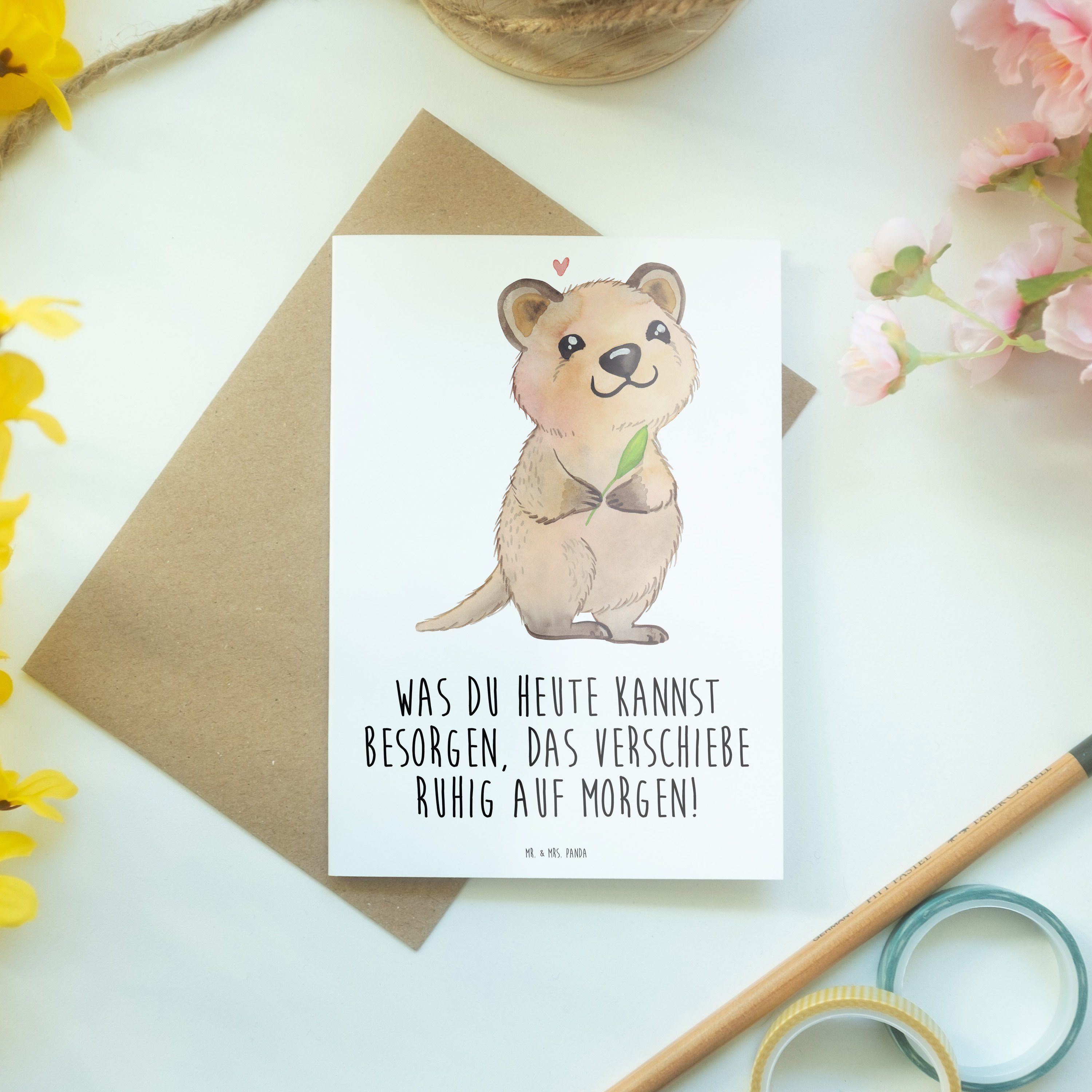 A Quokka & Klappkarte, Tier, Mrs. Tiere, - Niedliches - Grußkarte Happy Geschenk, Panda Weiß Mr.