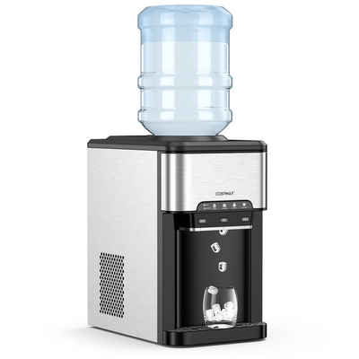 COSTWAY Eiswürfelmaschine Wasserspender, 3-in-1-Wasserspender mit Eismaschine