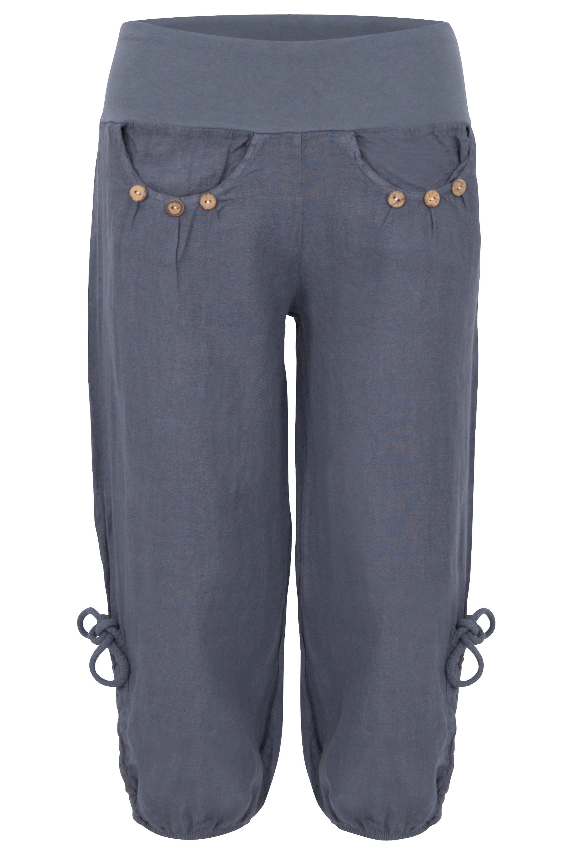 malito more than fashion Caprihose malito Damen Capri Hose aus Leinen, Stoffhose in Unifarben, Freizeit 3/4 Leinenhose