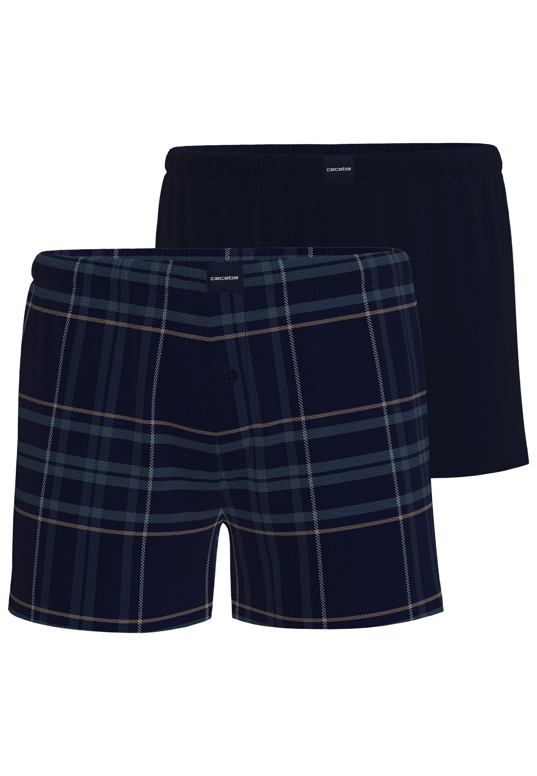 Boxershorts CECEBA Herren Boxershort blau kariert 2er Pack