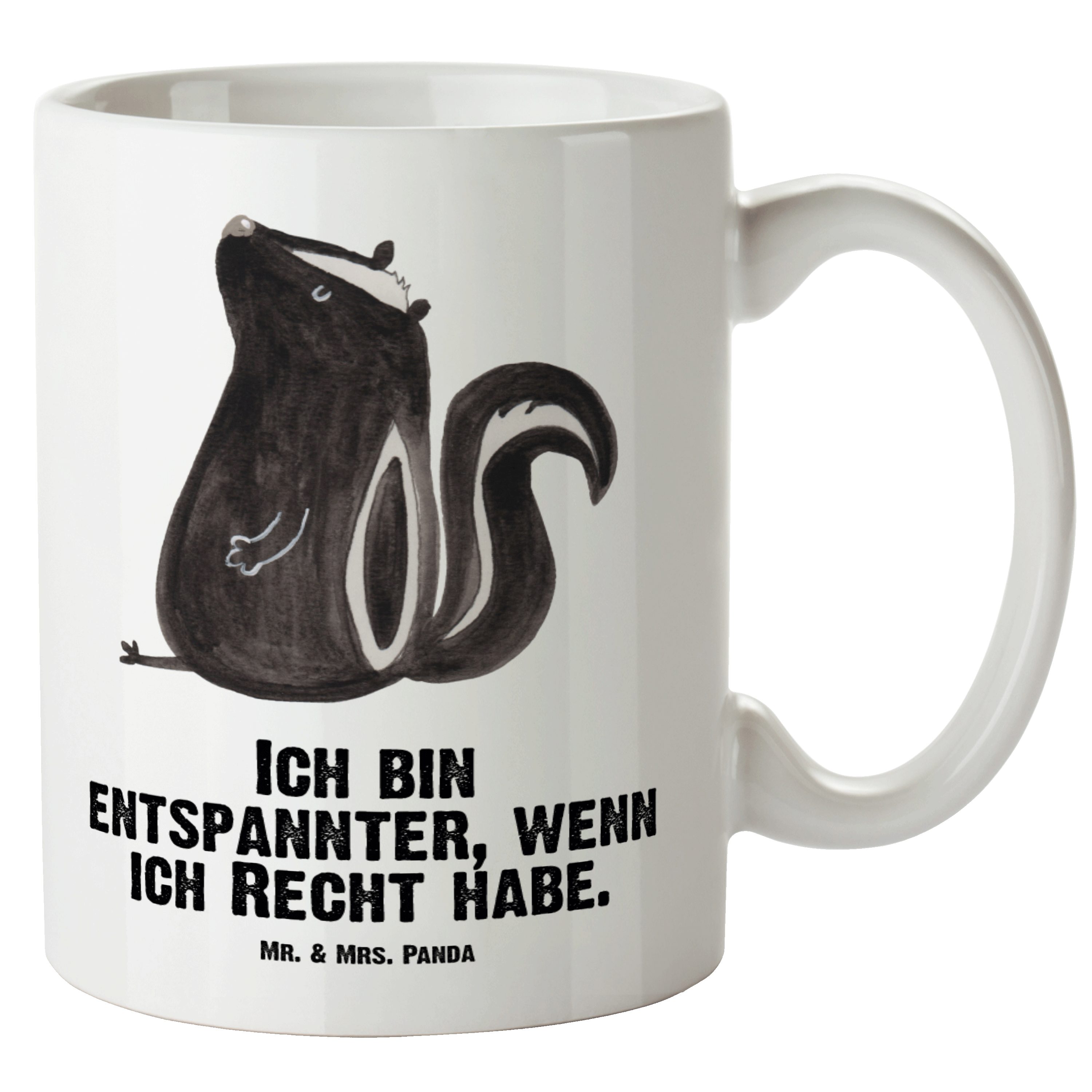Mr. & Mrs. Panda Tasse Stinktier sitzend - Weiß - Geschenk, XL Tasse, Skunk, Groß, Große Tas, XL Tasse Keramik