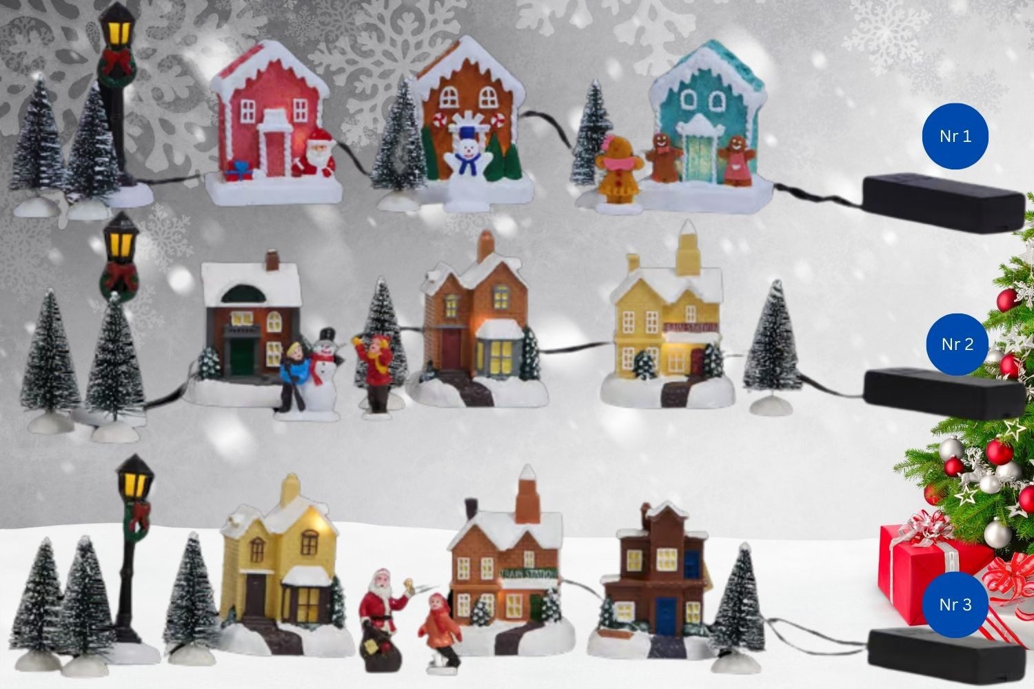 ZD Trading Haushaltshobel Magic Village Weihnachtsstadt Weihnachtsdorf mit Beleuchtung 10-tlg.