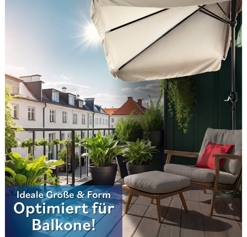 Thumbnail - EASYmaxx Sonnenschirm rechteckig, 230 x 140 cm für Balkon und Terasse, mit praktischer Handkurbel & Sonnenschutz UV-Schu...