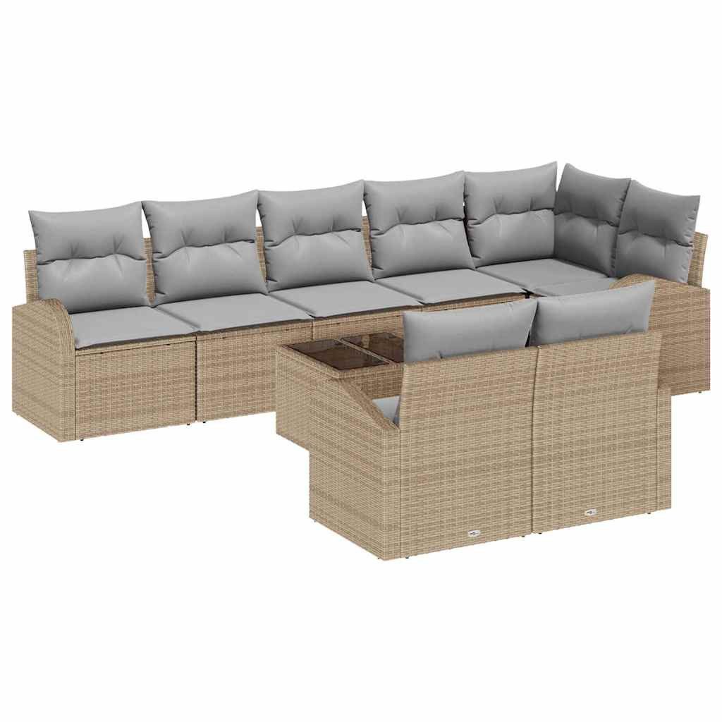 vidaXL Loungesofa Garten Sofa Set 9 pcs Beige 55 x 55 x 37 cm, 9 Teile