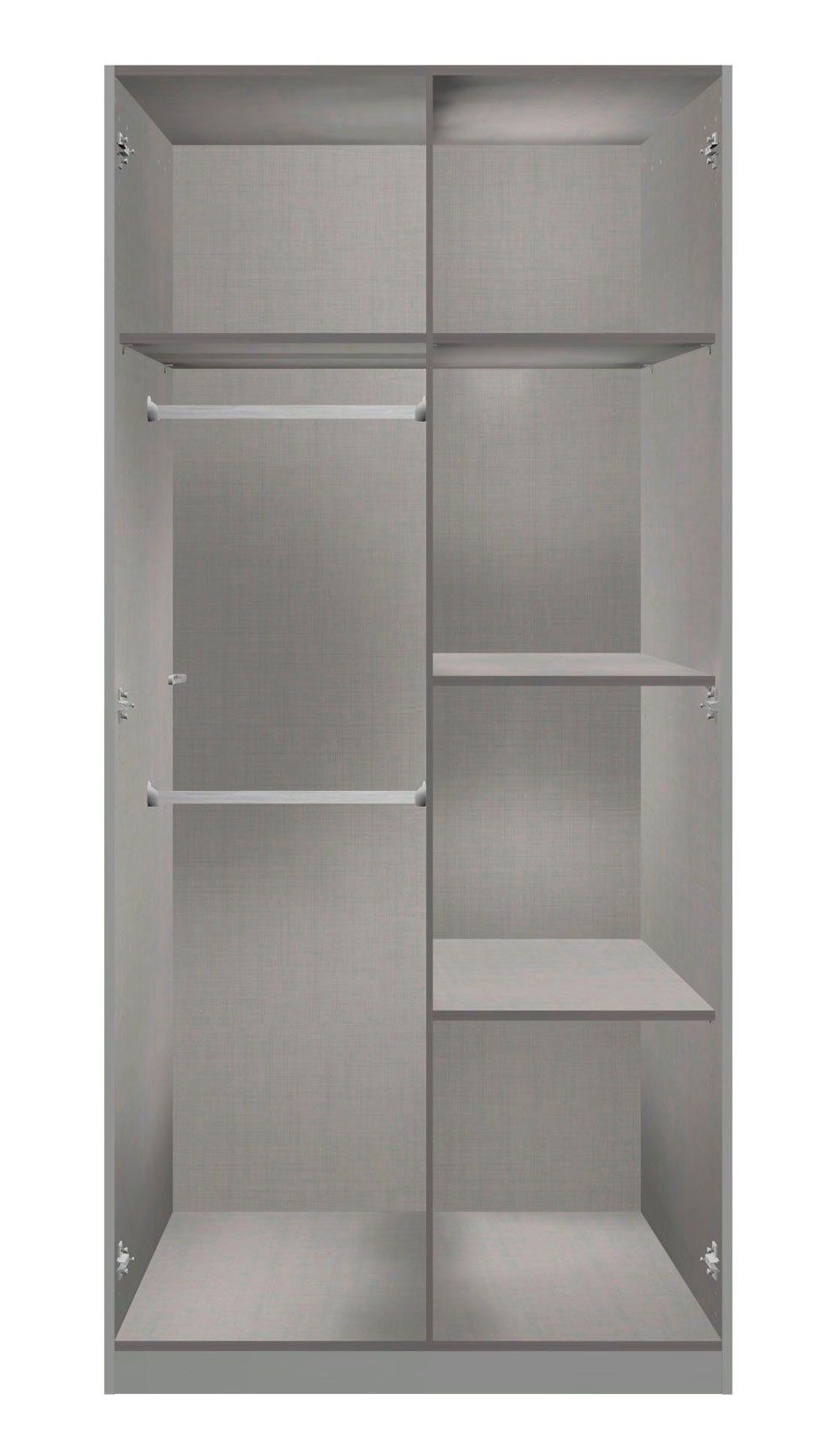 Wimex Drehtürenschrank Borkum (mit Drehtüren, mit Böden, mit Kleiderstangen, 1-St., moderne Optik, mit alufarbene Stangengriffe) 91x58x199cm / weiß