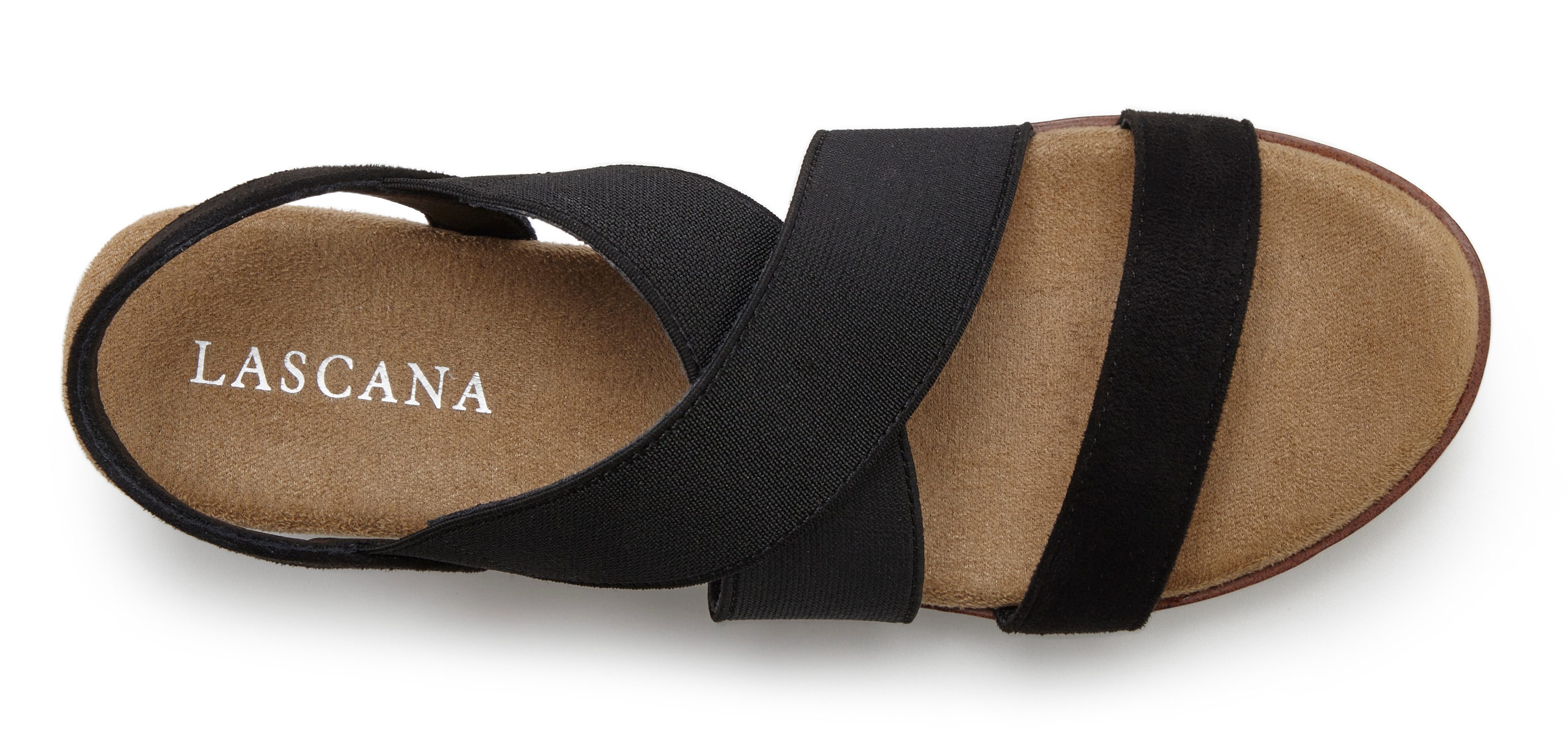 LASCANA Sommerschuh, offener Schuh, Sandale Sandalette mit elastischen Riemchen VEGAN