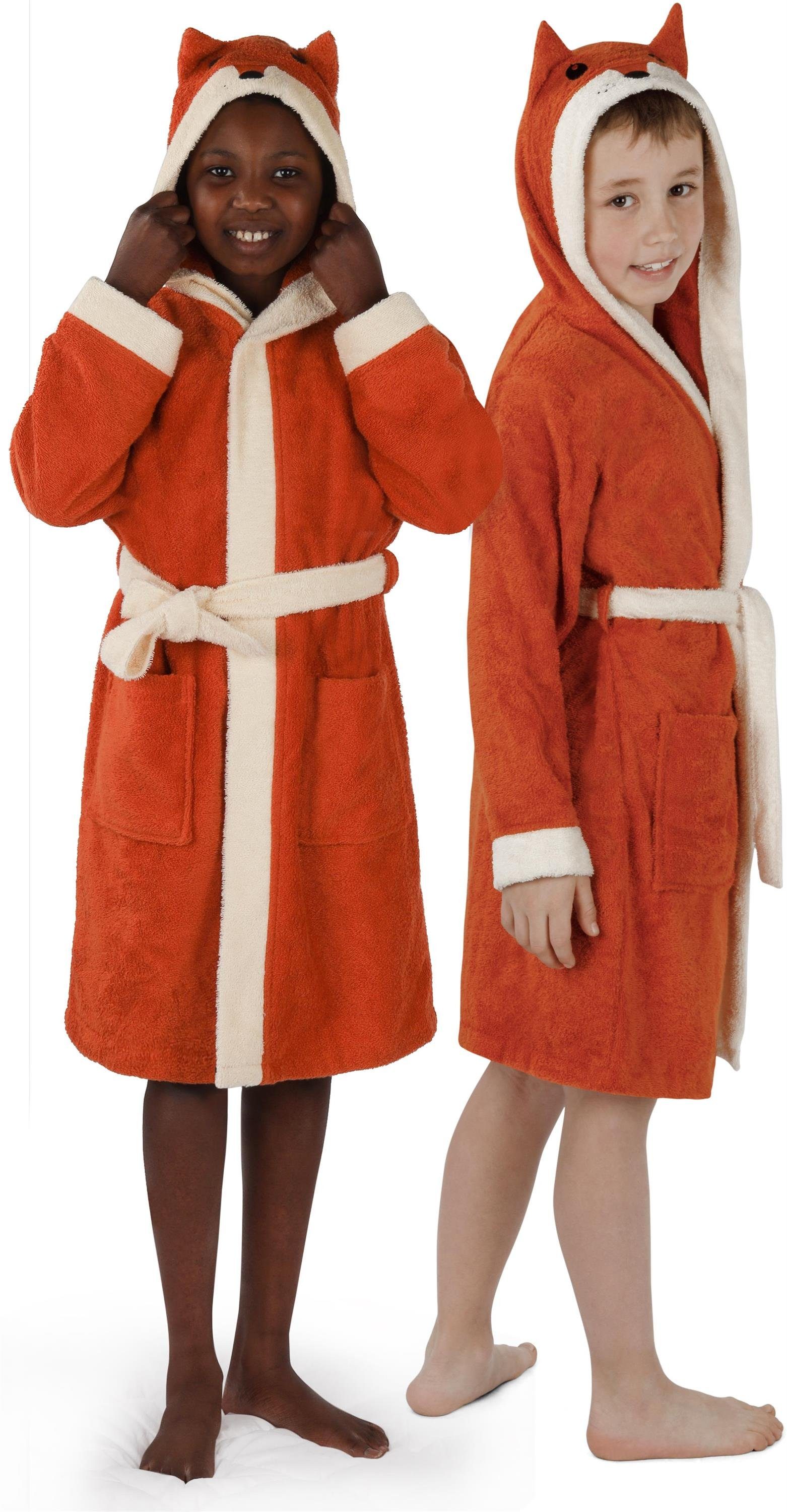 normani Kinderbademantel Kinder Bademantel aus Bio-Baumwolle Malia, Bio-Baumwolle, Kapuze, Bindegürtel, Kinder Bademantel aus weichem und schadtsofffreiem Mater – Bild 5 von 5