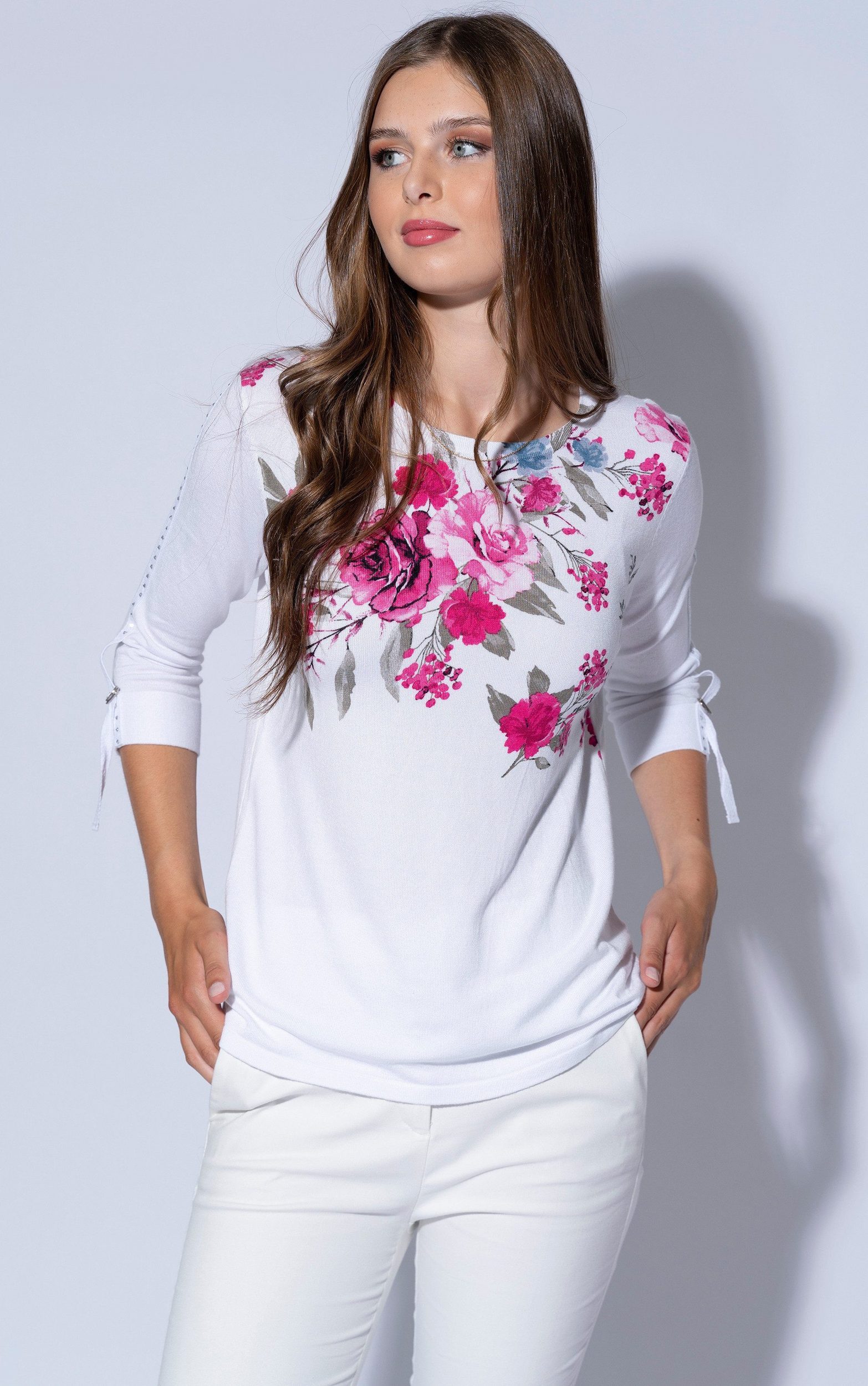 3/4 Arm-Pullover mit Blumenprint