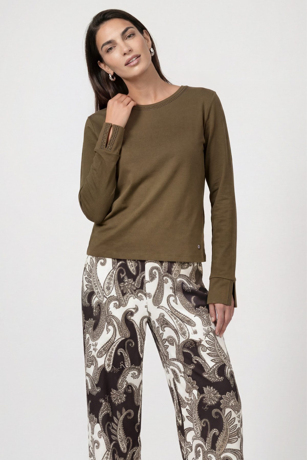 Monari Langarmshirt Shirt Basic Schmuck Regular fit mit Rundhalsausschnitt
