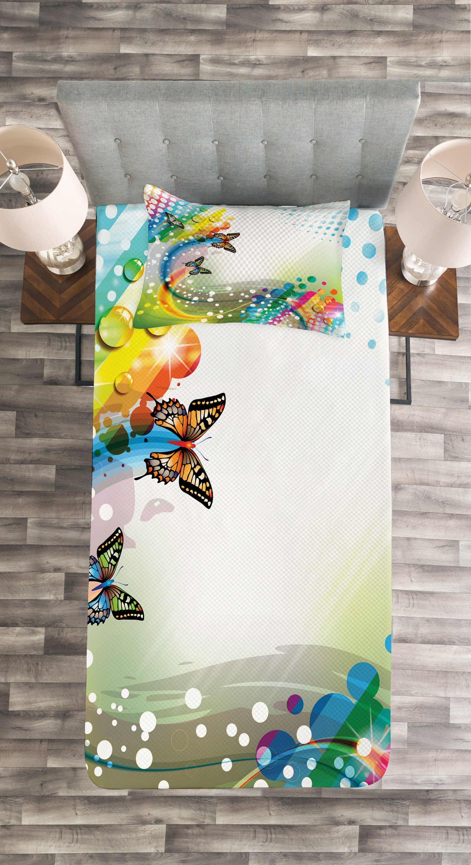 Abakuhaus, Schmetterling Colors trippy Waschbar, mit Kissenbezügen Flying Set Tagesdecke