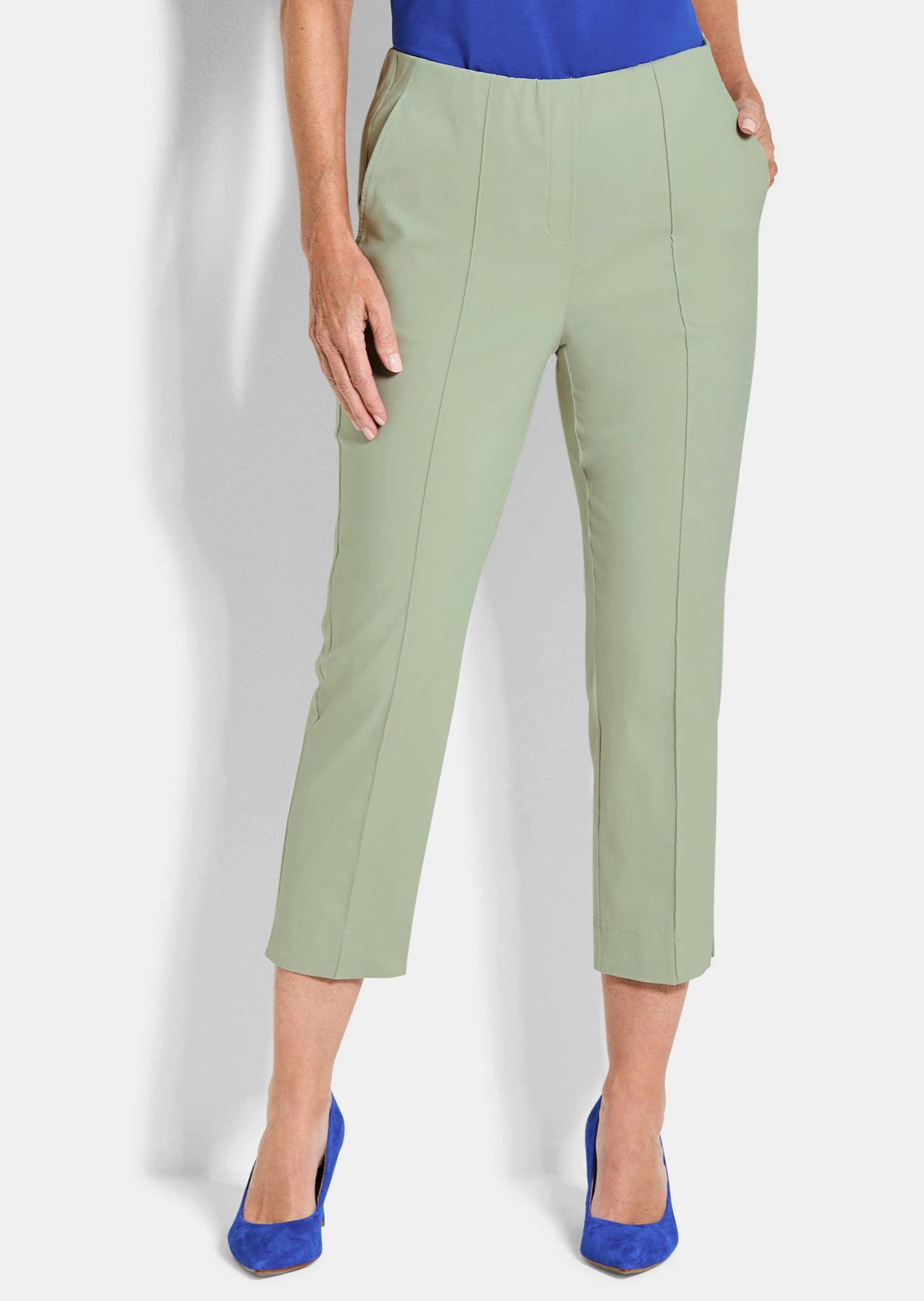 Stretch-Hose Kurzgröße: Elegante 7/8-Hose mit Biesen