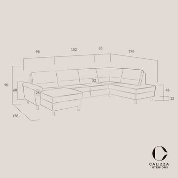 CALIZZA INTERIORS Wohnlandschaft Onyx U-Form, 3 Teile, wahlweise mit Bettfunktion und Bettkasten