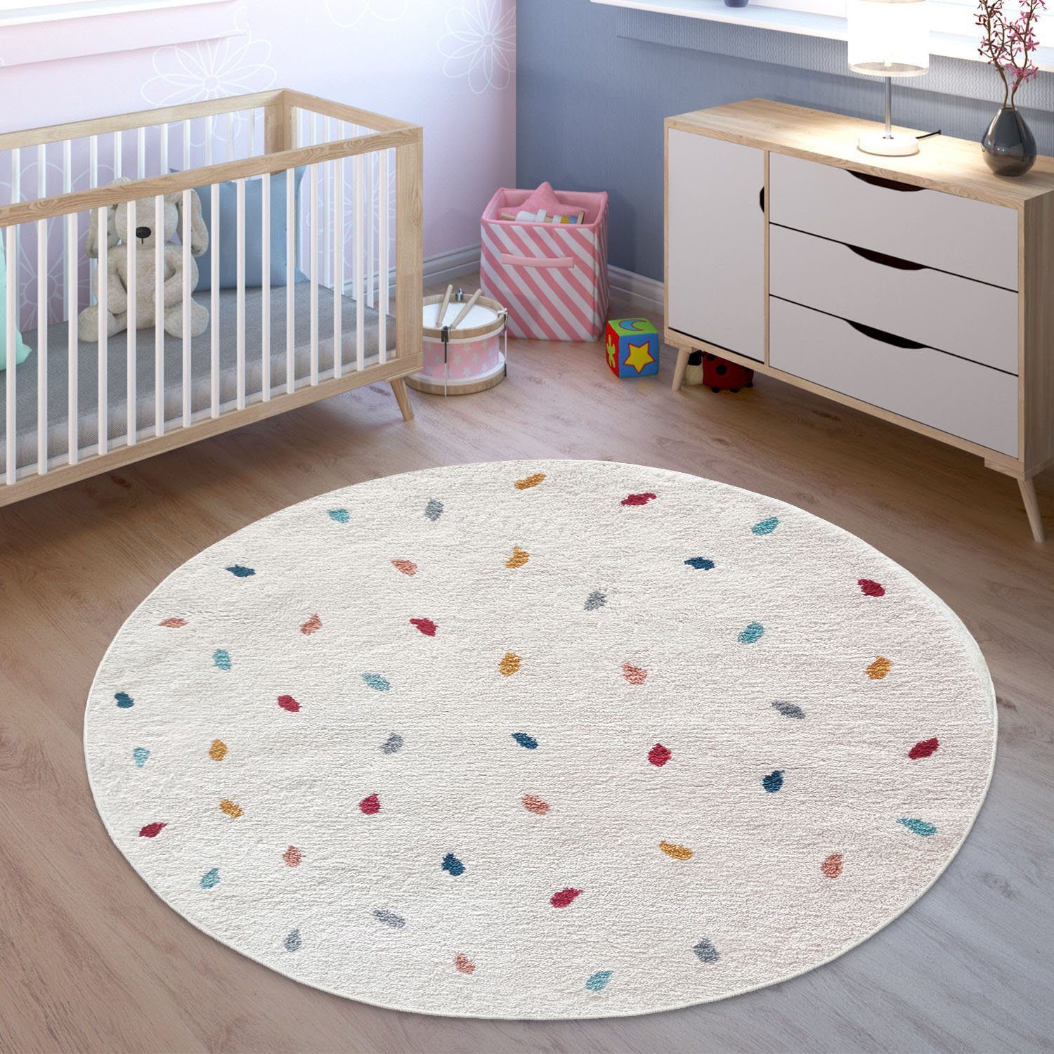 my home Kinderteppich Odan, Hochflor-Teppich, rund, Höhe: 20 mm, bunte Punk günstig online kaufen