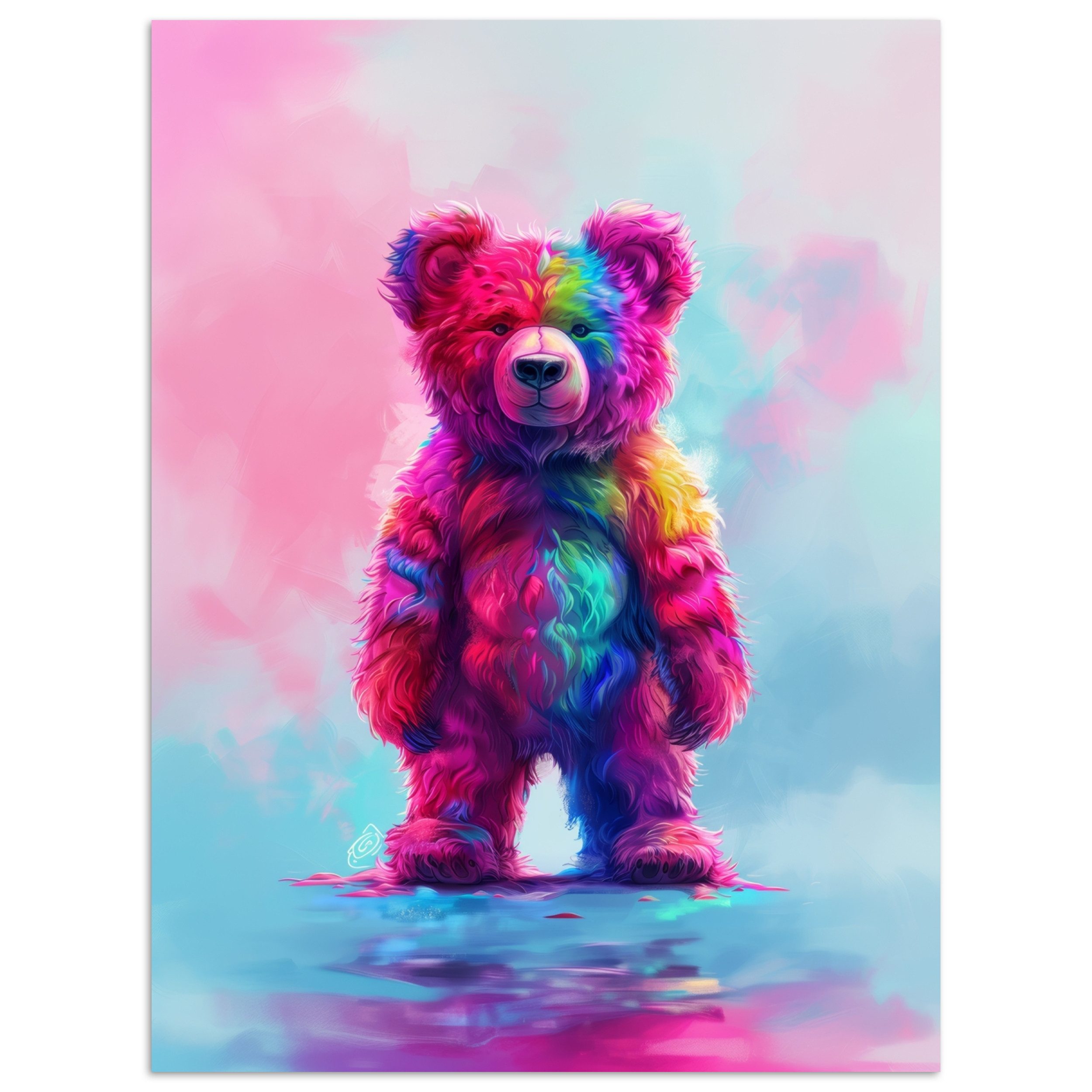 MuchoWow Poster Bär - Bunt - Tier, (1 St), Poster ohne Rahmen, Wandbild, Wandposter, 30x40 cm