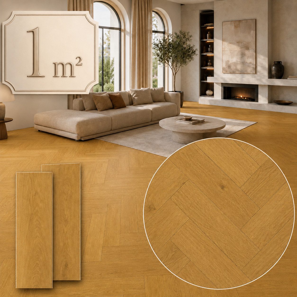 Berti Graf Designboden SPC Fischgrät Vinylboden 5,5 mm Klick, Paket mit 24 Dielen, 12 x A und 12 x B, wasserfest, pflegeleicht, kleberfrei, Fischgrät-Design, formstabil