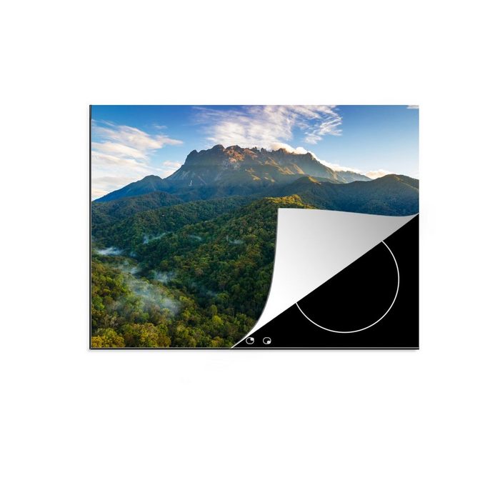 MuchoWow Herdblende-/Abdeckplatte Berg Kinabalu - Malaysia - Bäume Vinyl (1 tlg) induktionskochfeld Schutz für die küche Ceranfeldabdeckung