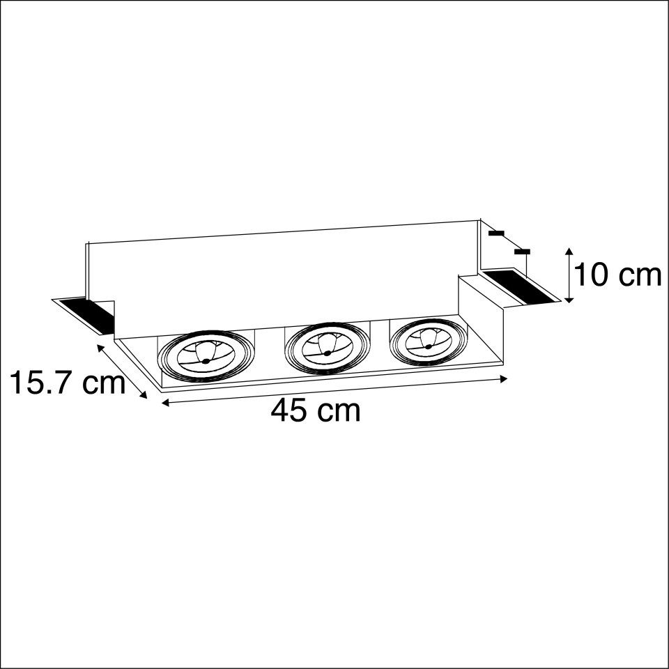 Qazqa LED Einbaustrahler Oneon trimless 111, ohne Leuchtmittel, Warmweiß, QAZQA Downlight, g53, Weiß, Stahl, Design