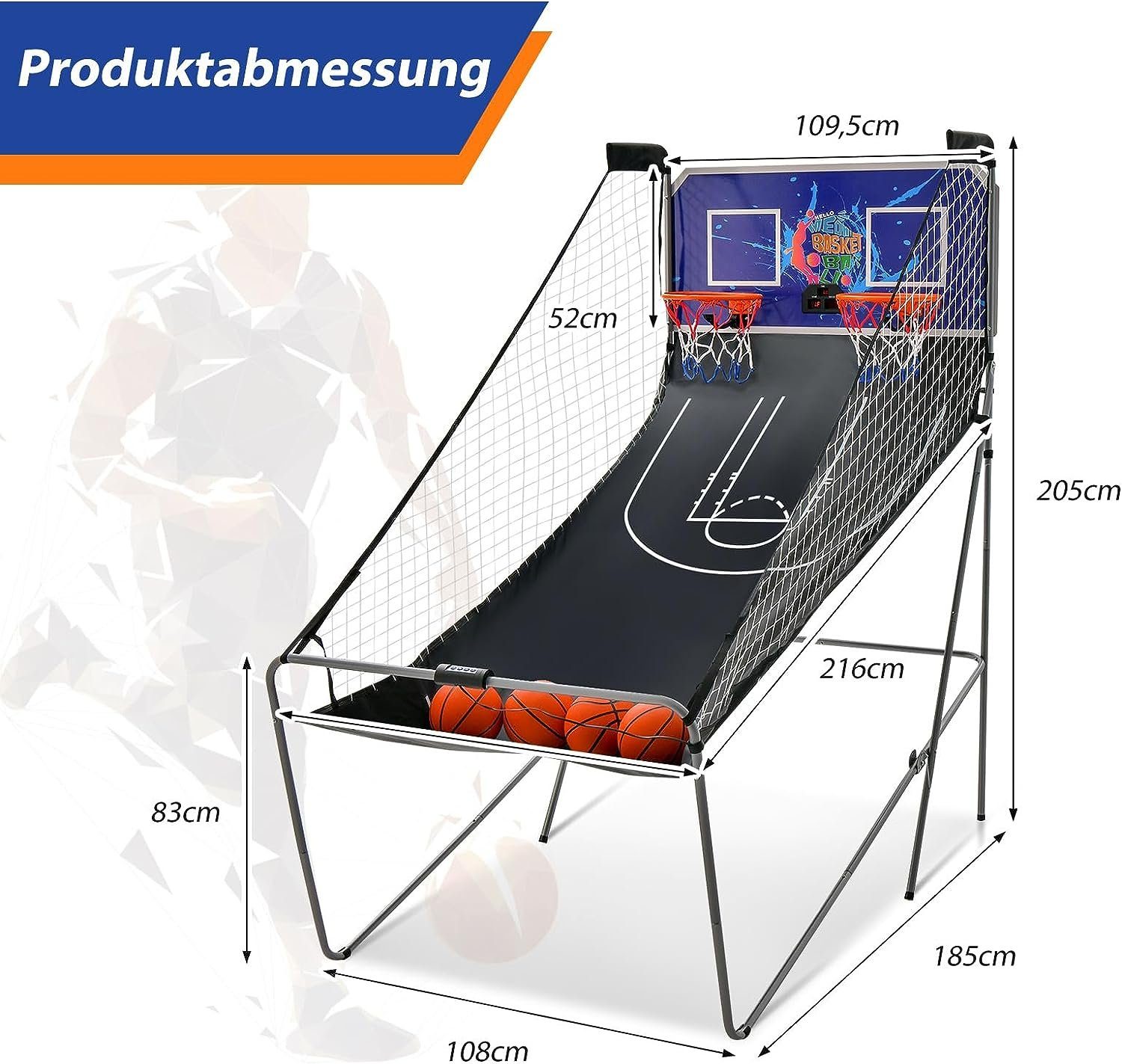 (Set), Punktezähler Basketball-Schießmaschine KOMFOTTEU Basketballständer blau mit