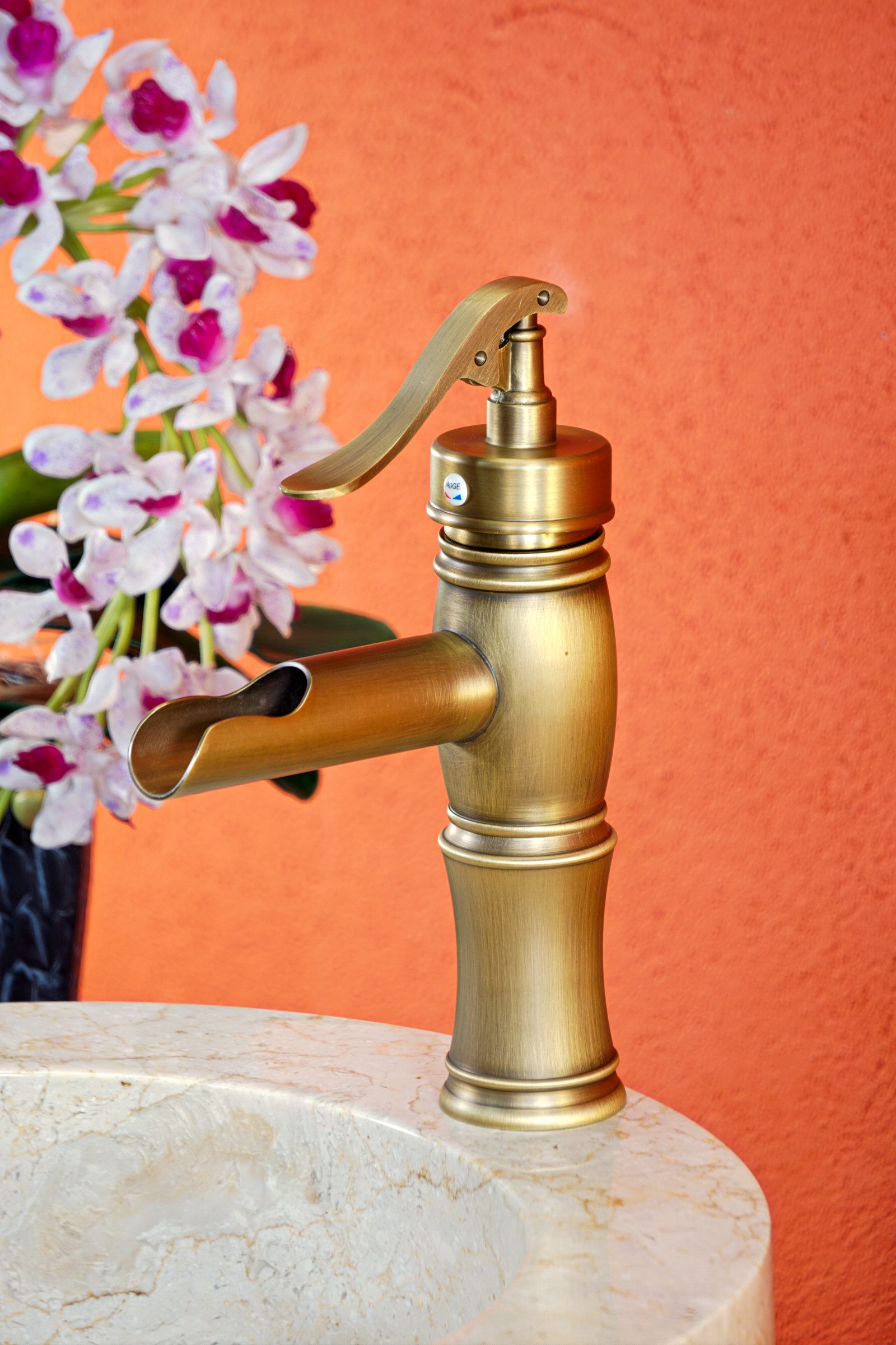Kinaree Badarmatur Retro Wasserhahn SUKHOTHAI Messing, Ornamente, Badezimmer-Armatur