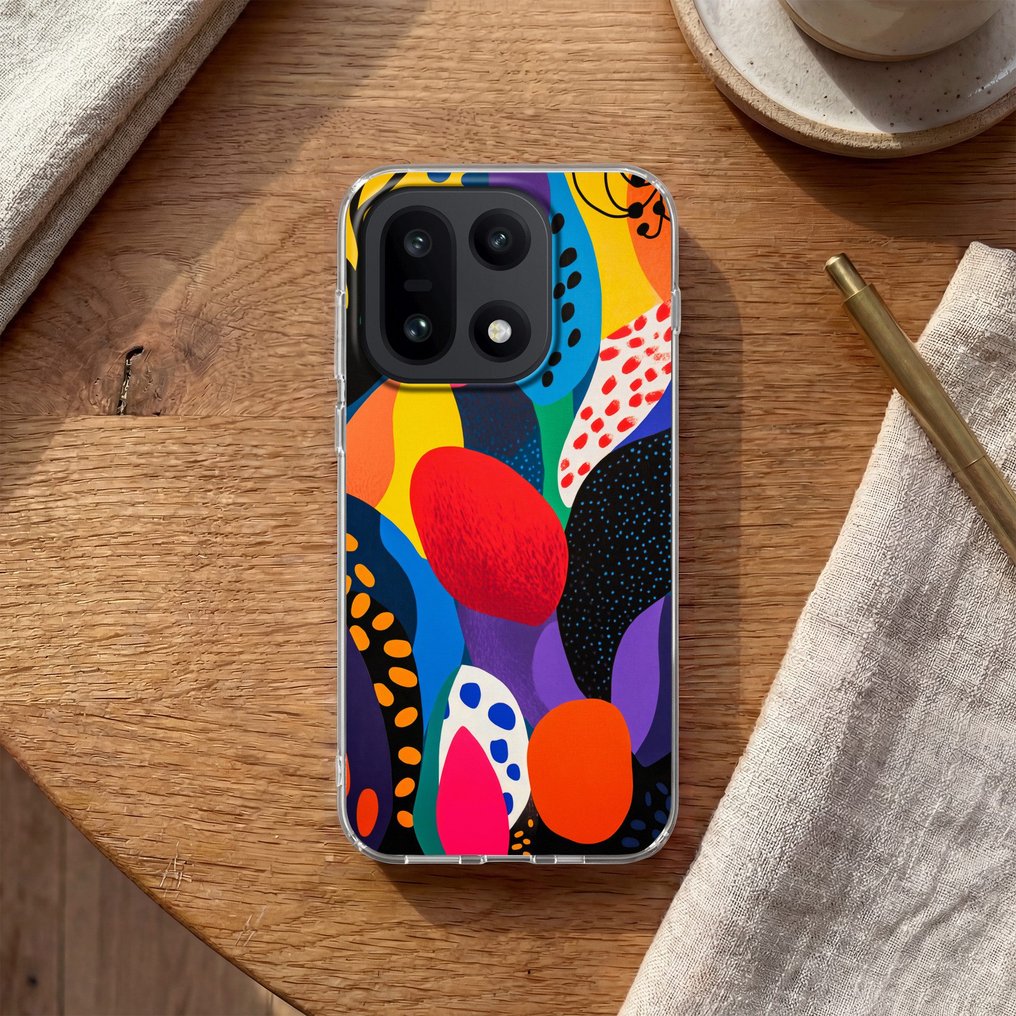 MuchoWow Handyhülle für OnePlus 15 Blumen - Blätter - Abstrakt - Rot, Phone Case, Silikon, Schutzhülle Dünn