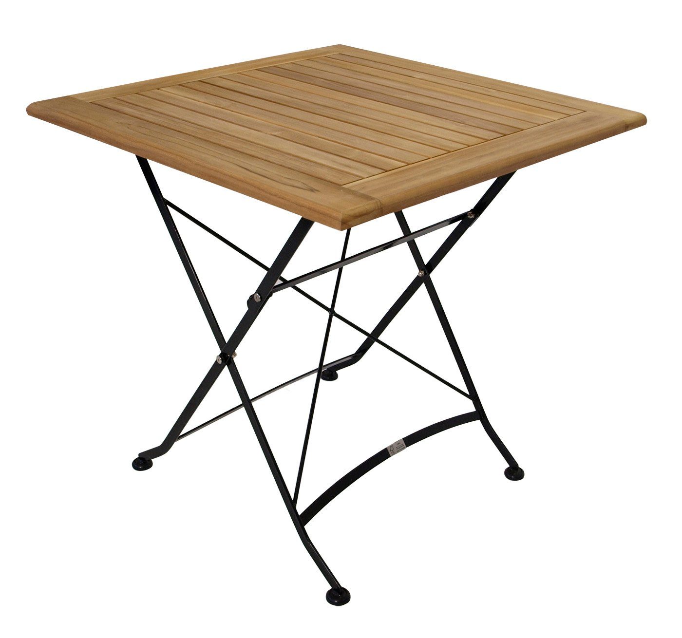 DEGAMO Gartentisch JAKARTA (1-St), 75x75cm, Gestell Flachstahl schwarz, Belattung Teak