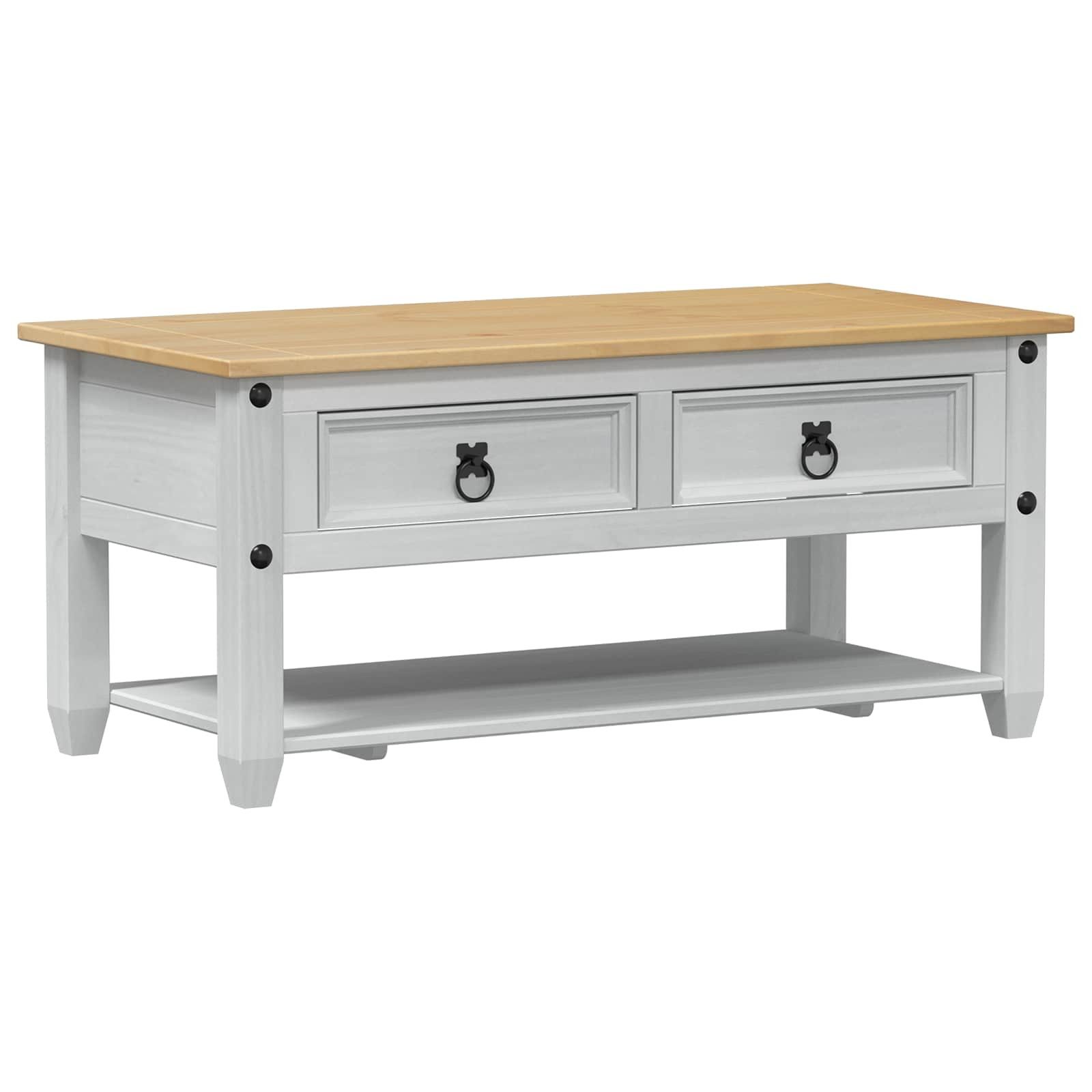 vidaXL Couchtisch Couchtisch Weiß 100 x 48 x 45 cm Massives Kiefernholz (1-St)